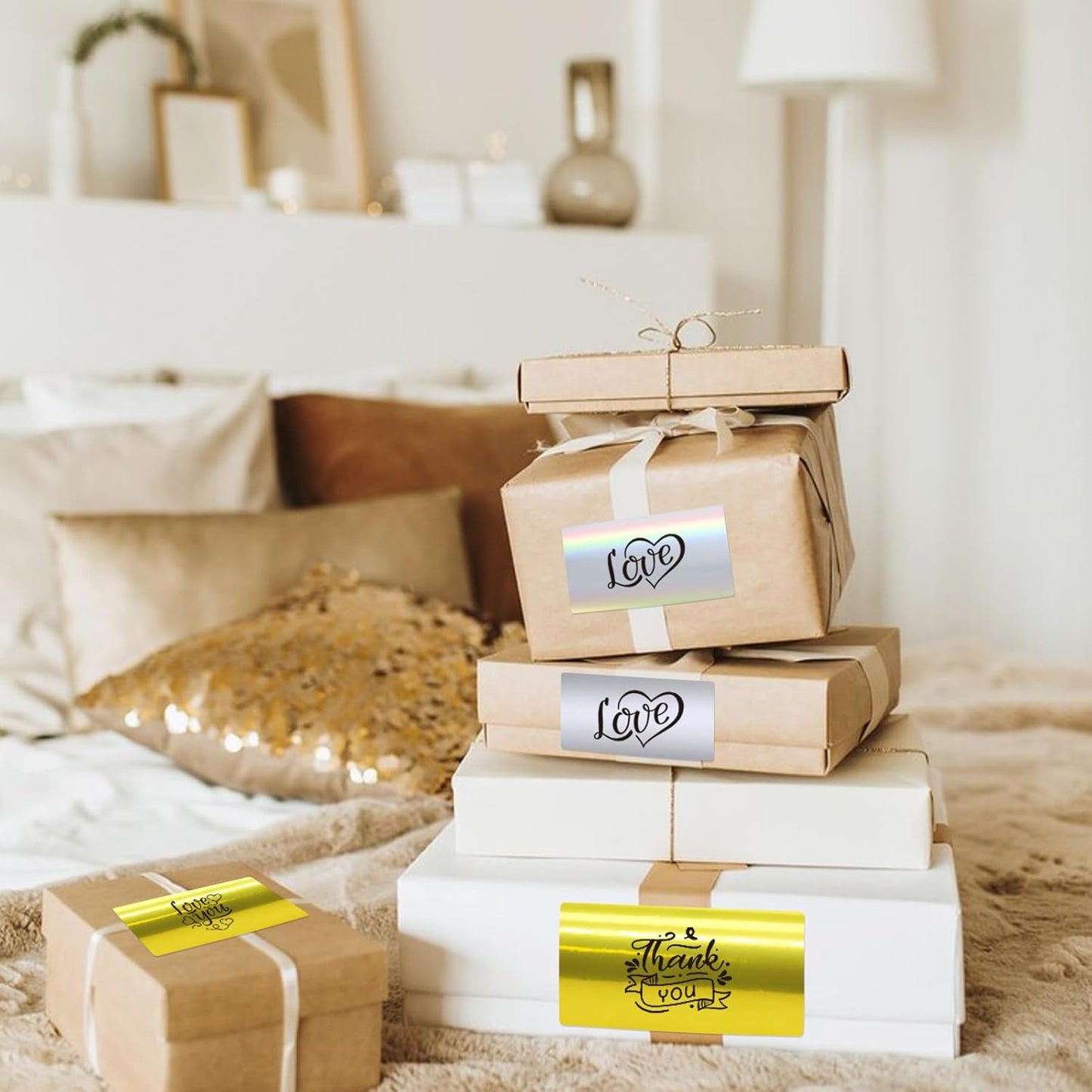 1.25" x 2.25" Silver Thermal Label Stickers,Waterproof Thermal Printer Sticker Labels for Gift Wrapping, Self-Adhesive Name Price Tag DIY Custom Logo Design (500 pcs,Silver)