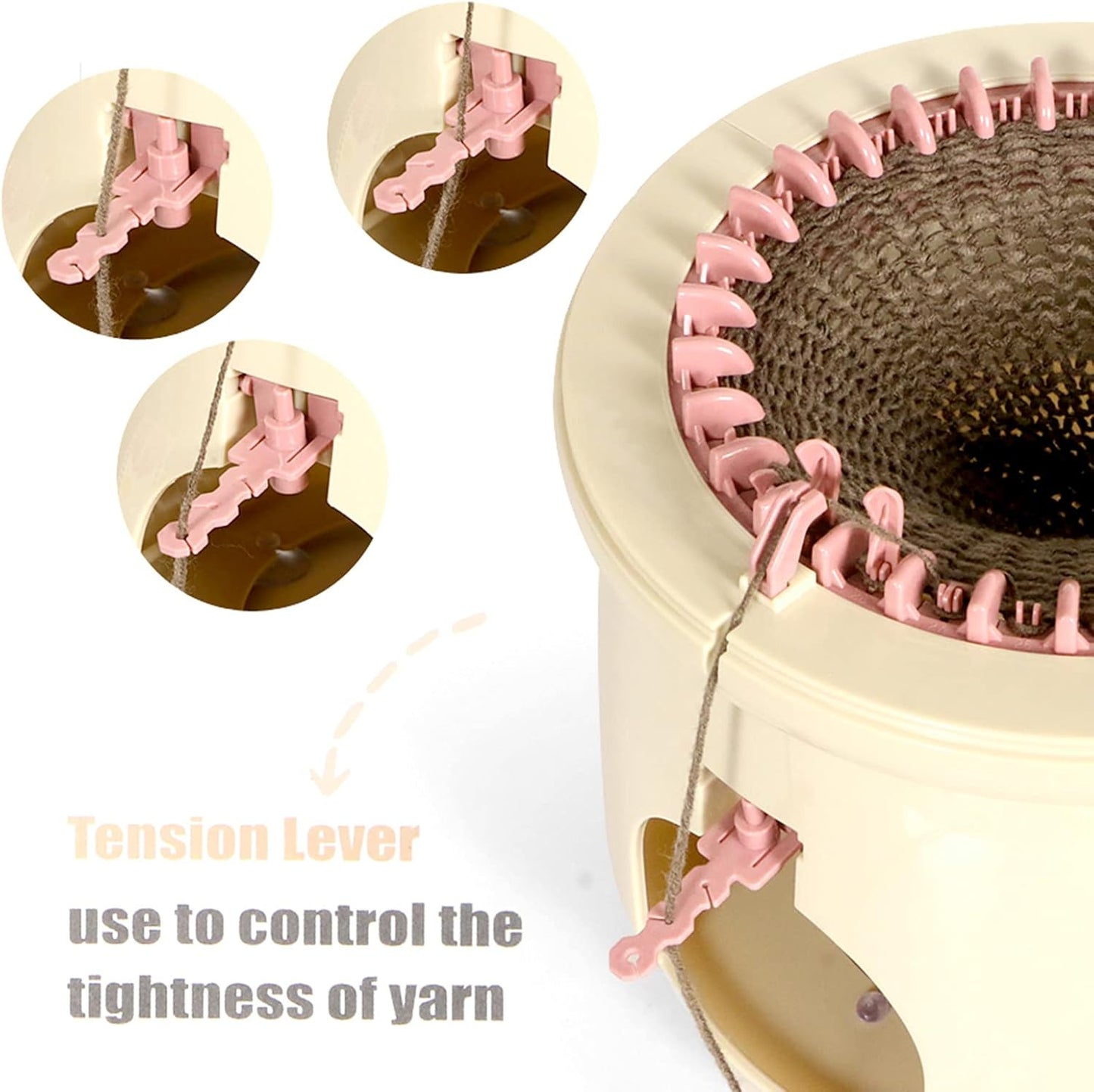 SENTRO Knitting Machines, 32 Needles Knitting Loom Smart Knitting Board Rotating Double Weaving Machine Kit for Kids and Adults Pink