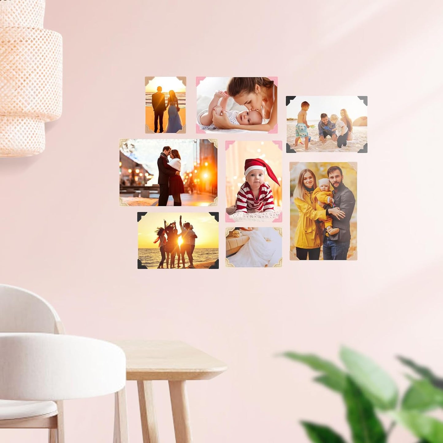 GOONAVI 15 Sheets 360 PCS Cowhide Photo Corners Notebook, Self-Adhesive Corners for DIY Album Journal, Corner Stickers for Trip Memory Book