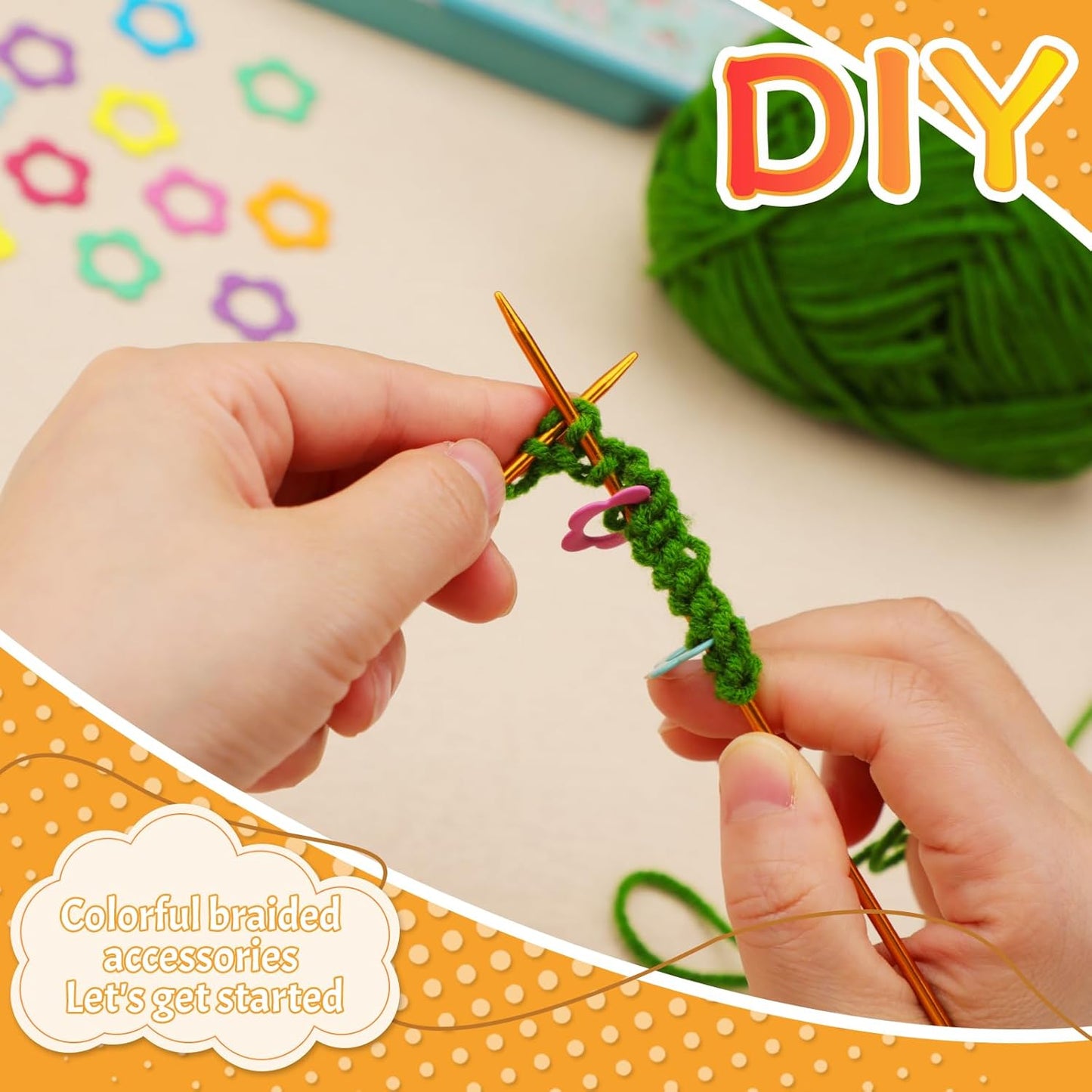 Jmuiiu Flower Metal Stitch Markers, 50Pcs Metal Colorful Crochet Stitch Markers for Knitting Crocheting Clothing Tag DIY Craft Project with Storage Box