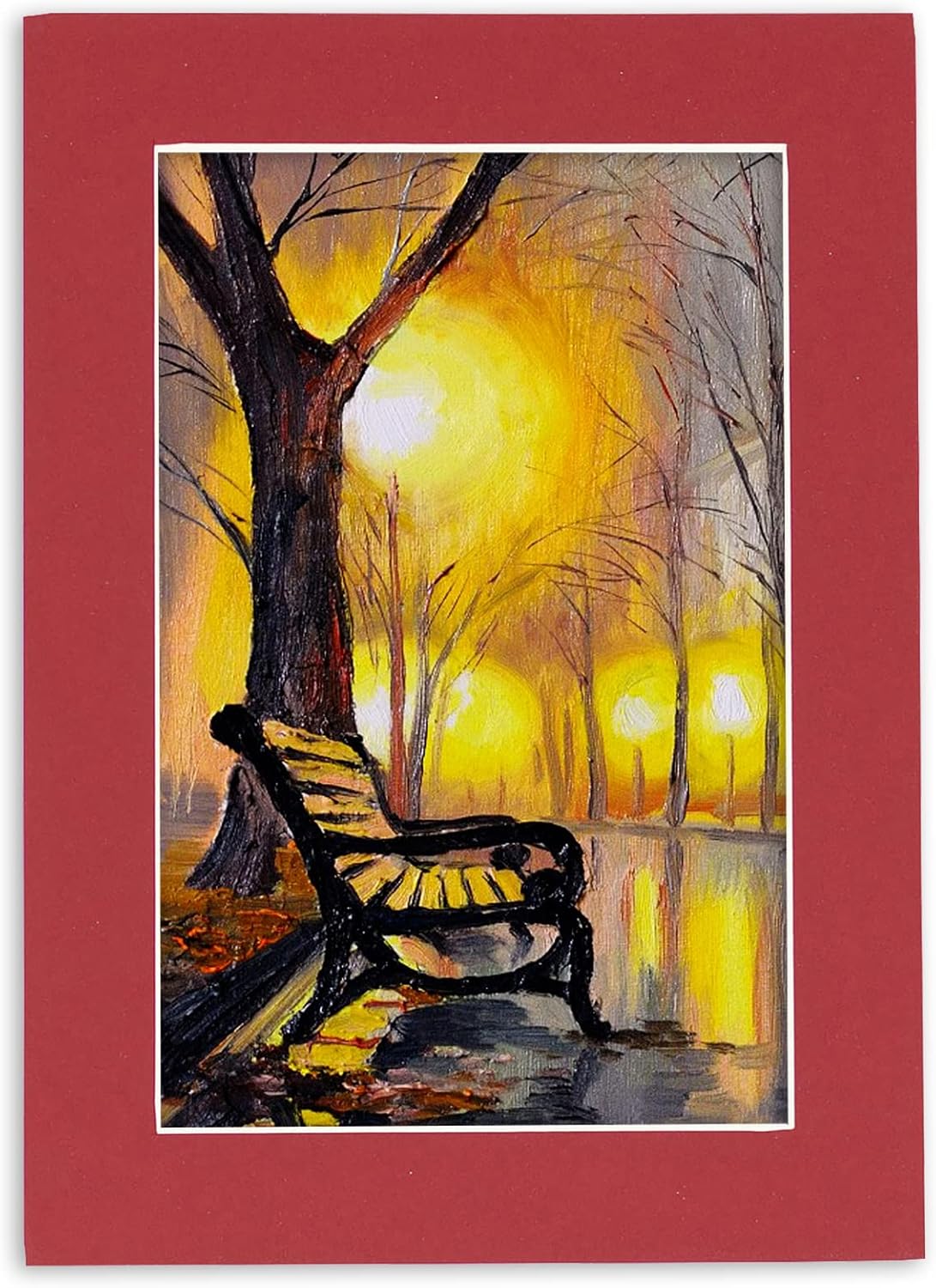 Poster Palooza 8.5x11 Mat Bevel Cut for 7x9 Photos - Acid Free Deep Red Precut Matboard With Backing Board and Crystal Clear, Self Seal Photo Mat Bag - For Pictures, Photos, Framing - 4-ply Thickness