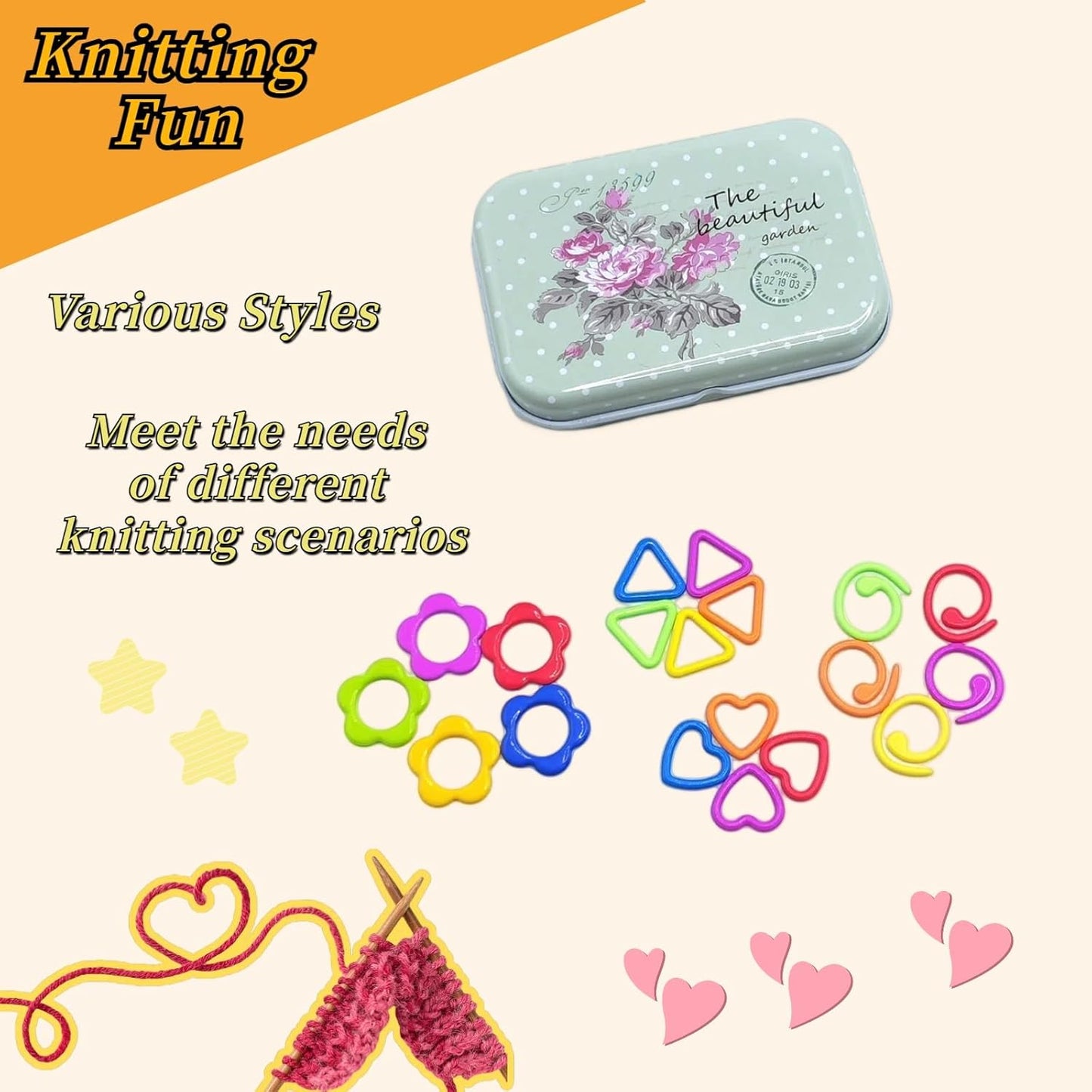 Metal Stitch Markers,Colorful Crochet Stitch Markers,Knitting Stitch Markers with Storage Case,Crochet Gift for Knitting Weaving Lovers (Star)