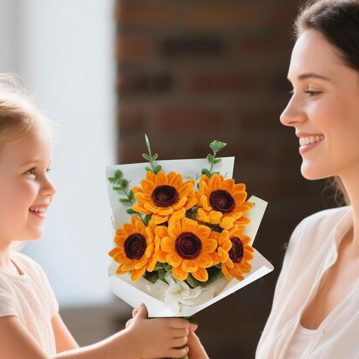 500 Pcs Pipe Cleaners Craft,5 Colors Pipe Cleaners Bulk,Chenille Stems Flowers Craft kit for DIY Handmade Bouquet Wrapping Party Decorations whit Ribbons,Stems,Tape,Stamens, Glue Sticks (Sunflower)