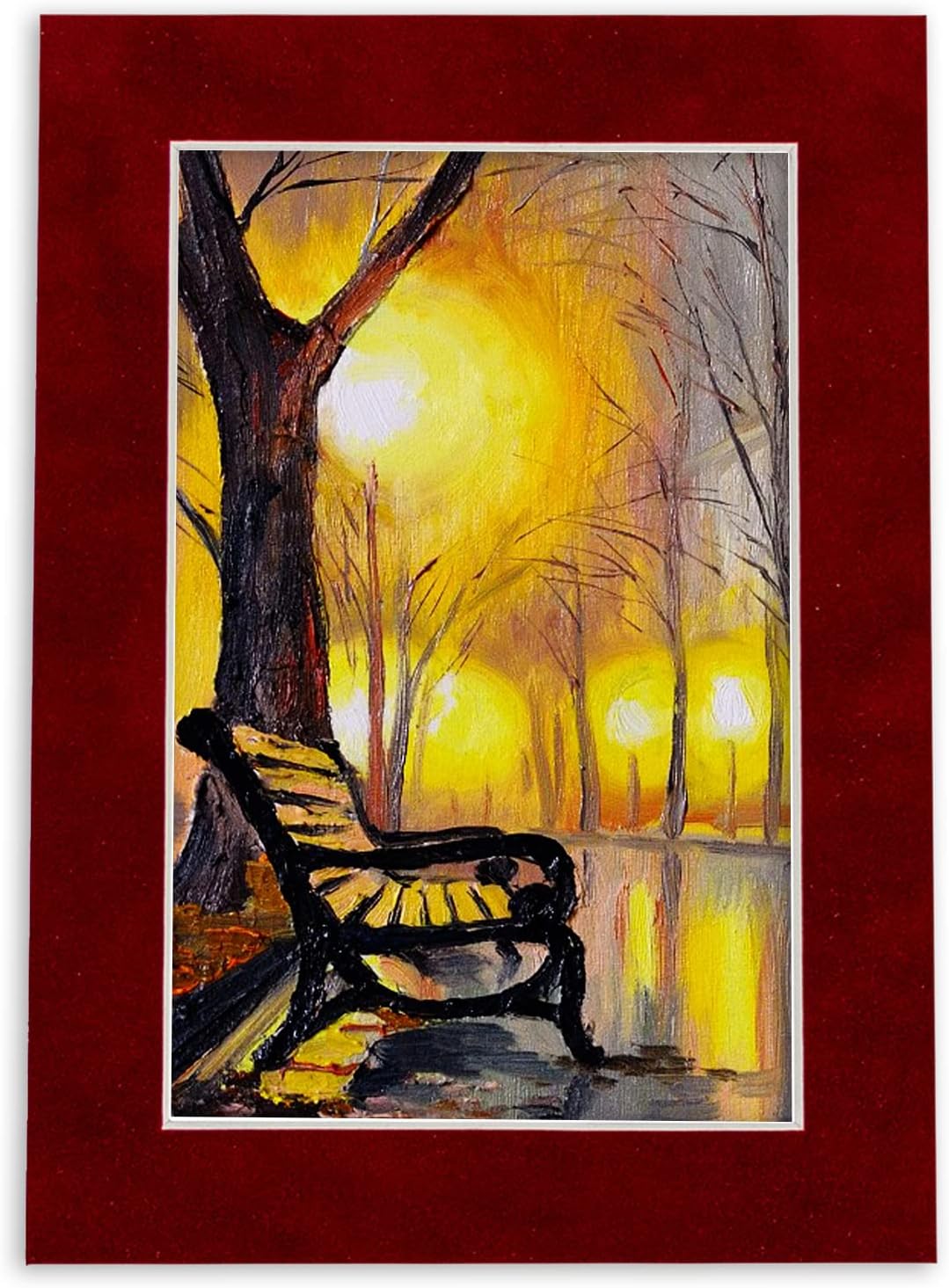 8.5x11 Mat Bevel Cut for 7x9 Photos - Acid Free Bright Red Suede Precut Matboard With Backing Board and Crystal Clear, Self Seal Photo Mat Bag - For Pictures, Photos, Framing - 4-ply Thickness