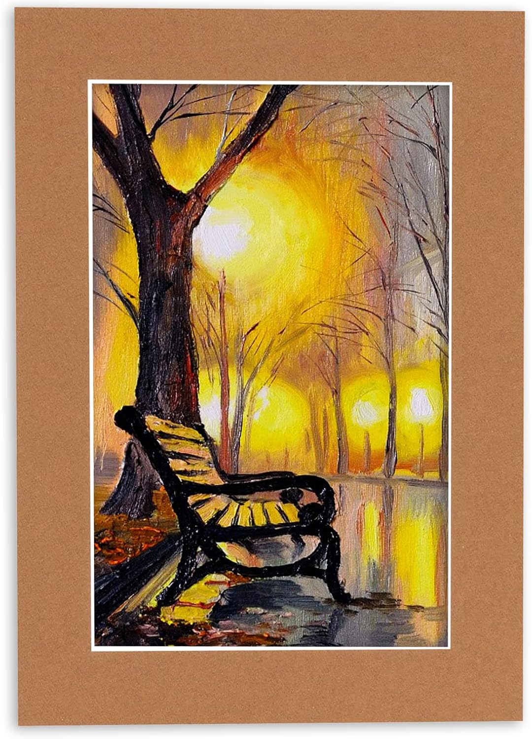 8x10 Mat Bevel Cut for 6x8 Photos - Acid Free Aged Oak Brown Precut Matboard With Backing Board and Crystal Clear, Self Seal Photo Mat Bag - For Pictures, Photos, Framing - 4-ply Thickness