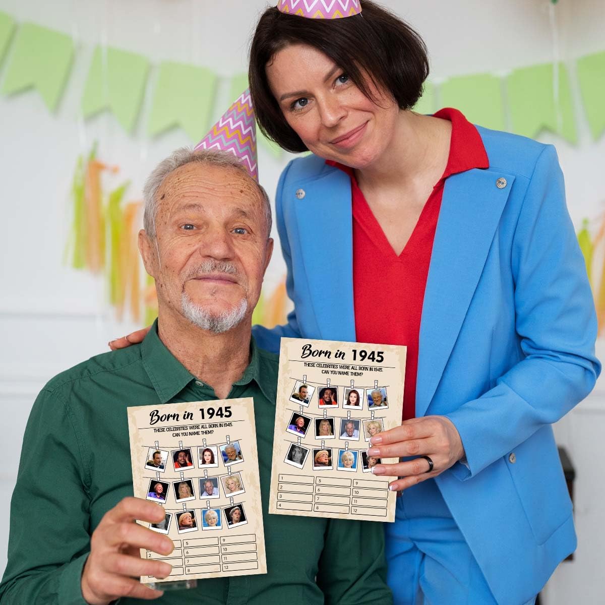 QUPT 80th Birthday Party Games, Born in 1945 Games, Birthday Party Supplies for Adults, Fun 1945s Party Game, Happy 80th Birthday Game, Pack of 30 Cards,