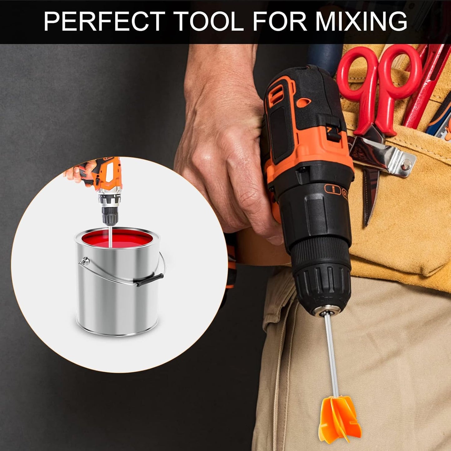 New Design Paint Mixer Drill Attachment with 1/4"Hex Shank Adapt to Quick Chuck Drill,Multipurpose Paint Stirrer for Liquids that Require Constant Stirring(Resin,Epoxy,Paint and etc.)