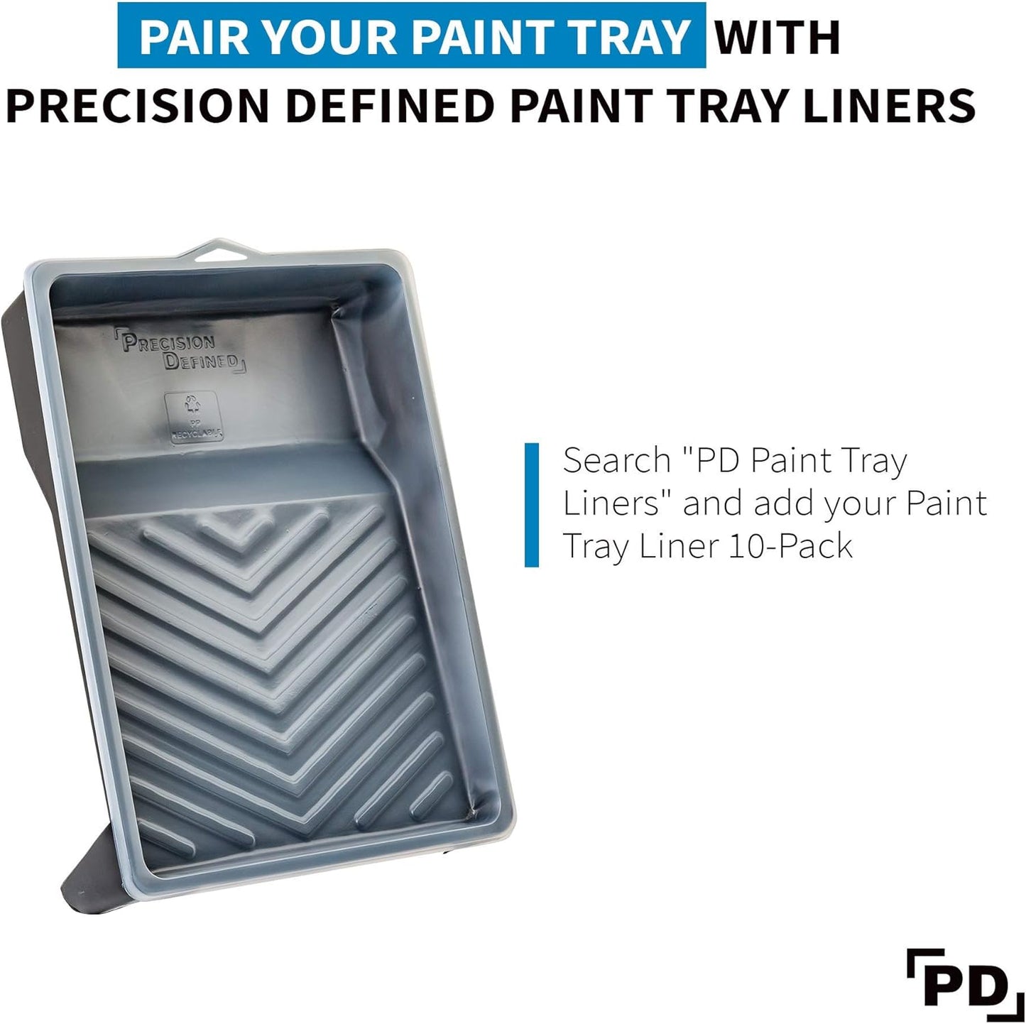 Precision Defined Paint Trays 9-Inch, Paint Roller Trays Set 2-Pack, Plastic Paint Pan for 9-Inch Roller Brushes, Painting Tray for Painting with Deep Paint Pocket, Disposable Paint Tray
