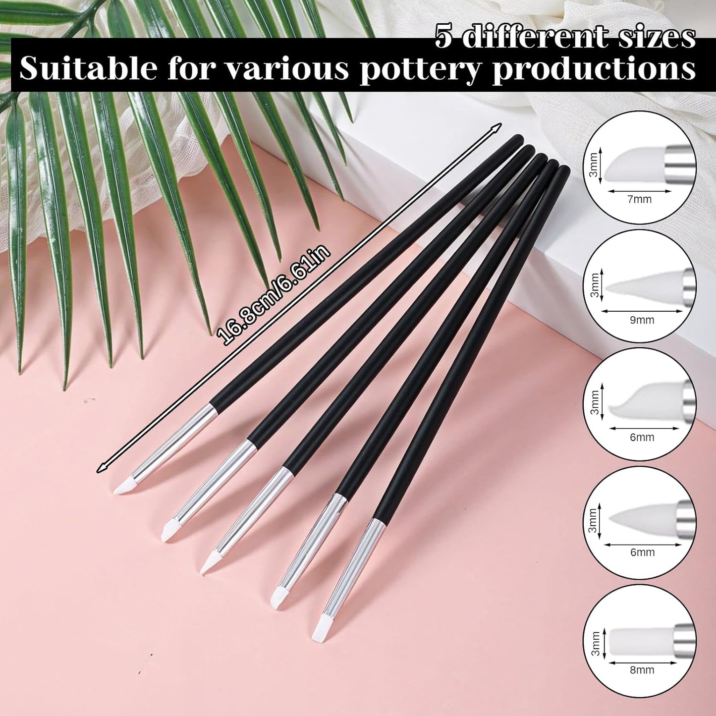 15PCS Silicone Clay Sculpting Tool, Pottery Tools Modeling Dotting Tool Resin Stippling Embossing Tools for DIY Crafts, Modeling, Nail, Painting, Embossing, Sculpting Pottery