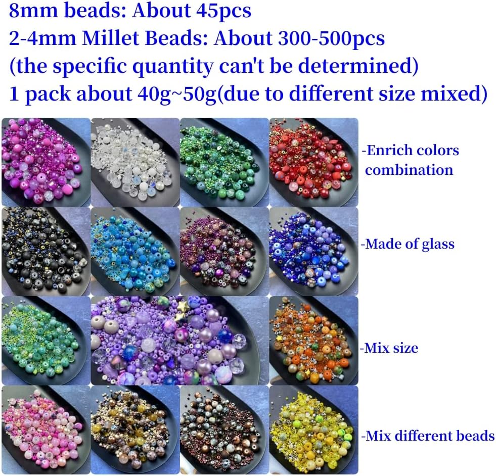 Assorted Glass Resin Beads Multi Size Colors Smooth Cracked Gravel Millet Spacer Beads for Bracelets Necklace Earring DIY Jewelry Making Craft(Yellow Series)