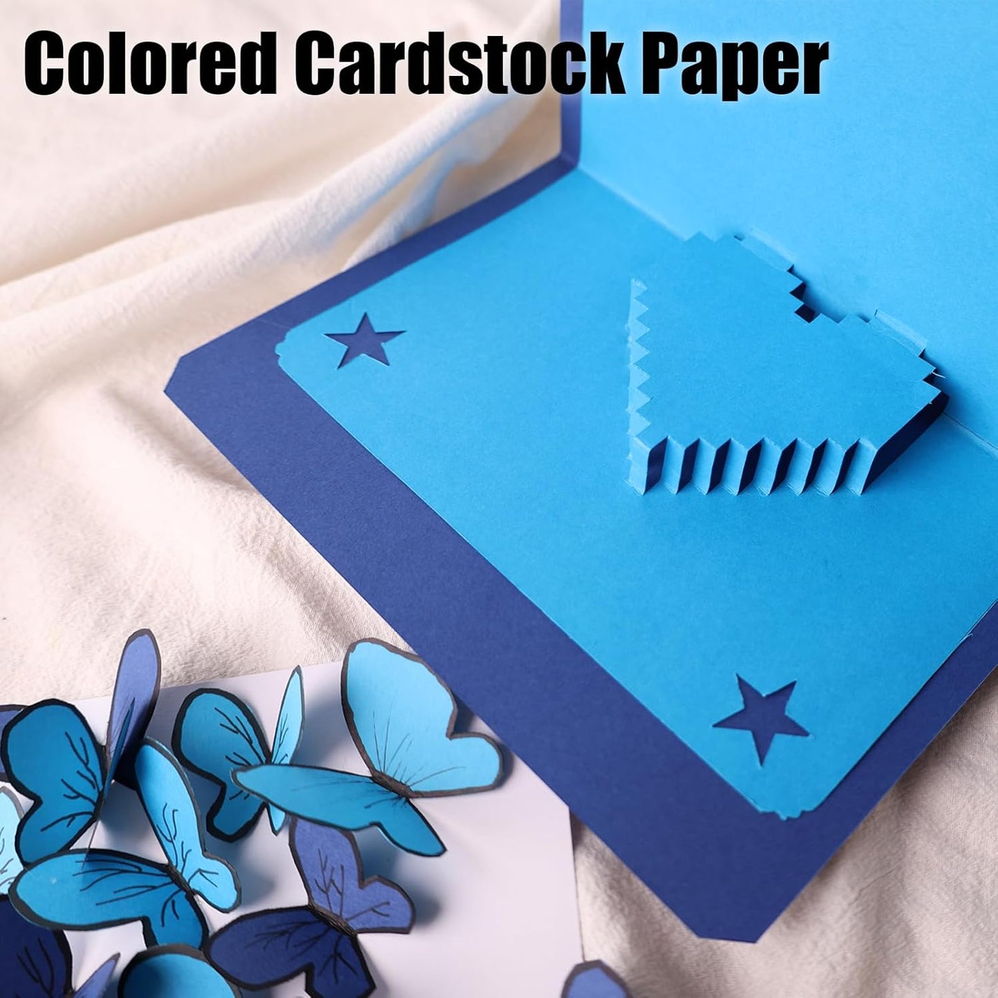 KOOGEL 20PCS Colored Paper, Including 10 Sheets 120gsm Construction paper & 10 Sheets 250gsm Assorted Color Cardstock, for Kids DIY Crafts, School Teaching Supplies