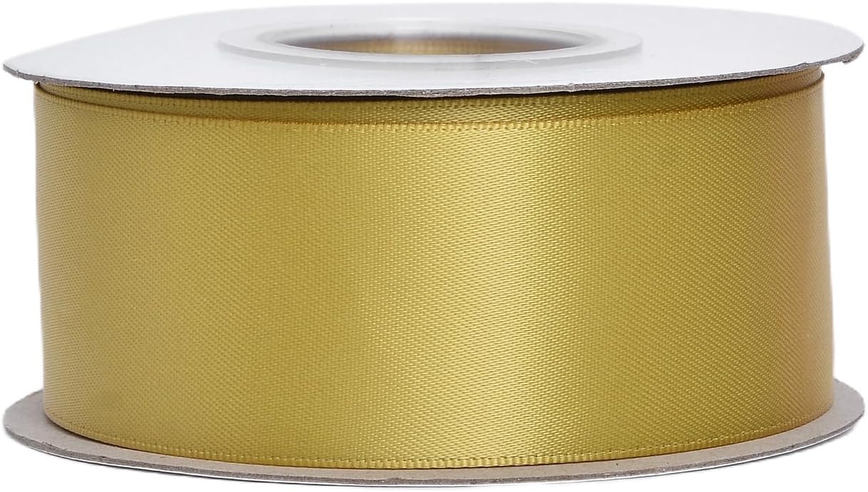 YAMA Gold Double Faced Satin Ribbon 1 1/2 Inch 25 Yards, Wide Gold Christmas Ribbon for Christmas Tree Gift Wrapping Crafts Party Decoration