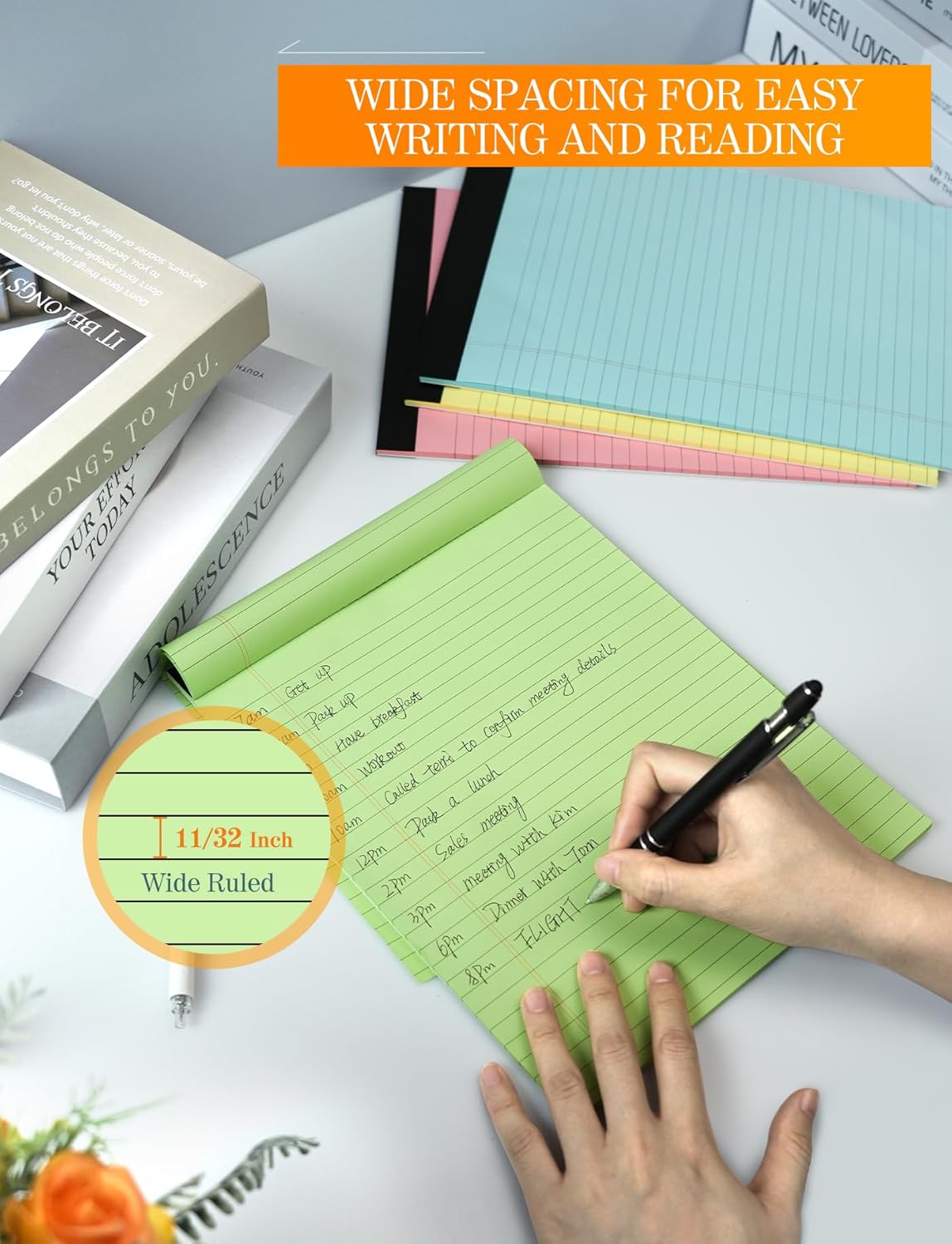Legal Pads 8.5 x 11 Colored Note Pads 8.5 x 11, 3 Pack Notepads 8.5 x 11, Pink Notepad 8.5 x 11 Legal Pad, Notebook Paper 8.5 x 11 for Home Office Supplies, Lined Paper Pads 8 1/2 x 11, 30 Sheets/Pad