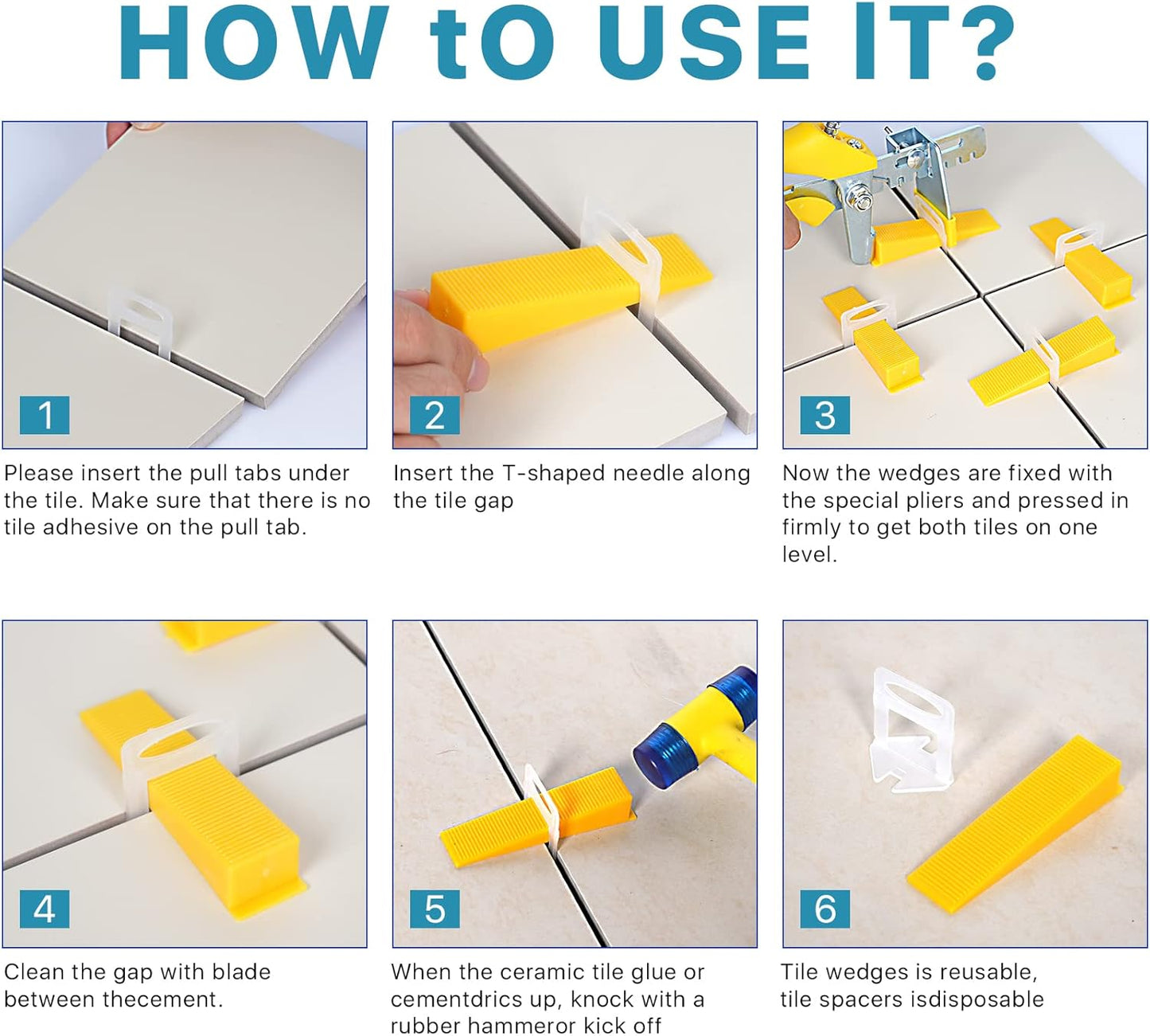 500 Pcs Reusable Leveling Wedges,Reusable Tile Leveling System Wedges for 1/8" Spacers,1/16" Spacers,1/32" Spacersand Tile Leveling System Kit,for Tile Leveler Installation(500yellow Reusable Wedges)