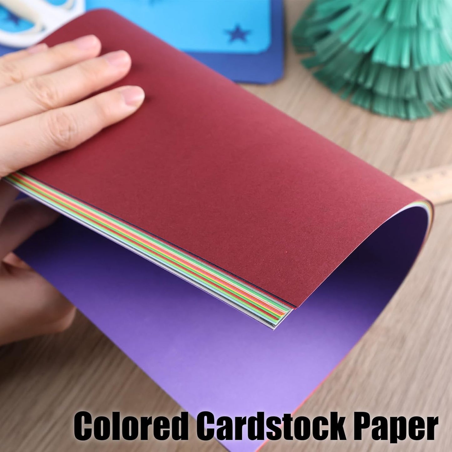 Koogel Colored Cardstock Paper, Includes 40 Sheets 120gsm and 10 Sheets 250gsm Construction Paper for DIY Crafts Scrapbook, Back to School Supplies