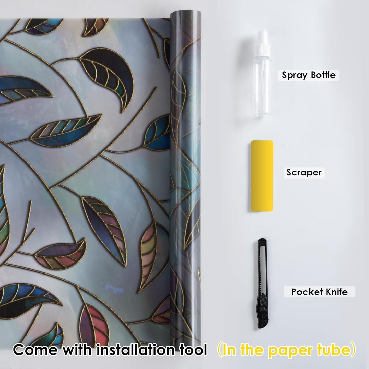 DKTIE Window Privacy Film Frosted Glass Static Cling UV Sun Blocking Heat Control Window Tint Day and Night Insulation Home Bathroom Door Decorative (S166, 29.5'' x 78.7'')