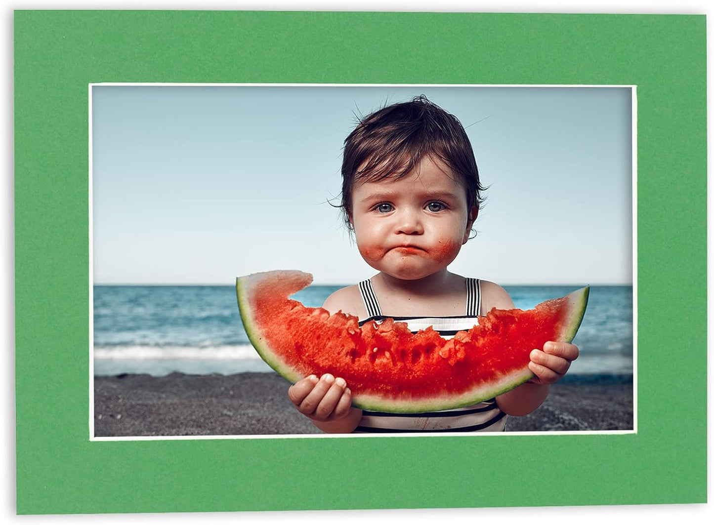 8x10 Mat for 6x8 Photo - Precut Bright Green Picture Matboard for Frames Measuring 8 x 10 Inches - Bevel Cut Matte to Display Art Measuring 6 x 8 Inches - Acid Free ONE MAT