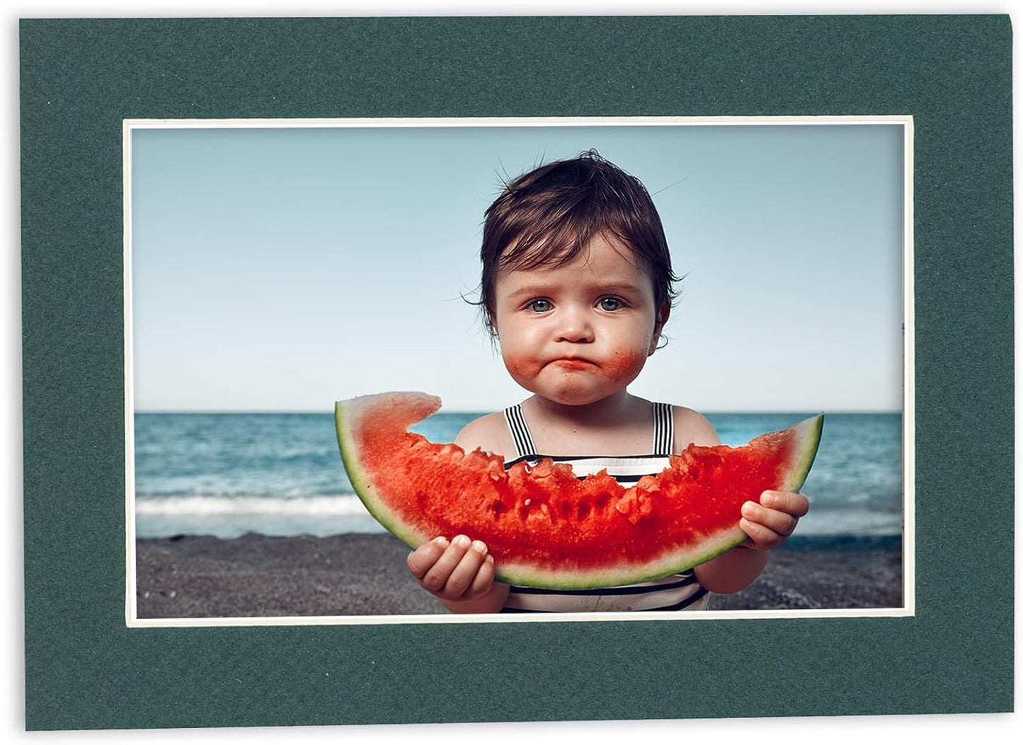 Pack of Ten Acid Free 8.5x11 Mats Bevel Cut for 7x9 Photos - Forest Green Precut Matboards With Backing Boards and Self Seal Photo Mat Bags For Pictures, Photos, Framing - 4-ply Thickness