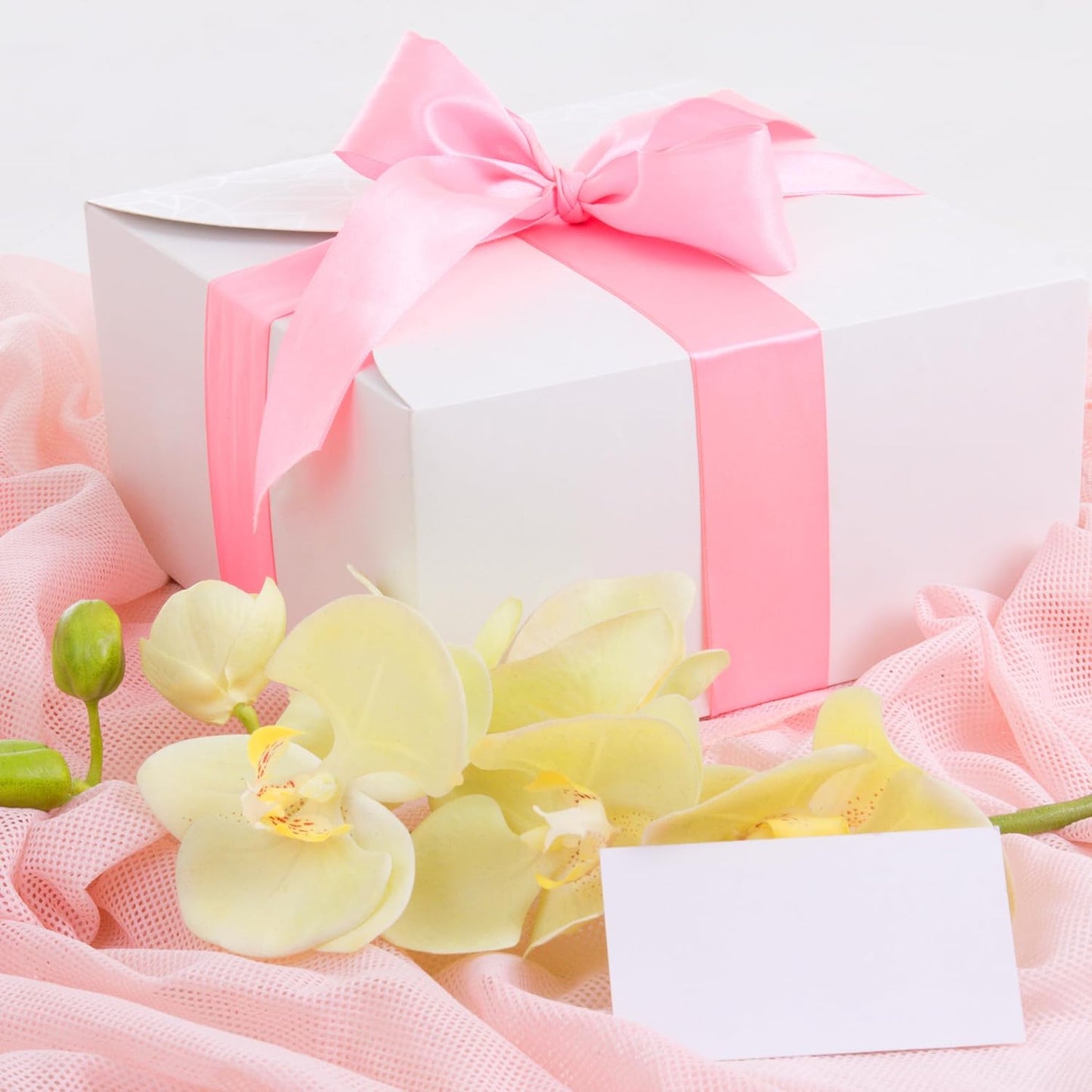 LIUYAXI Pink Double Faced Satin Ribbon, 1/4" X Continuous 50 Yards, Thin Ribbons Perfect for Gift Wrapping Wedding Invitation Card Hair Bows Tag Floral Arrangement DIY Craft