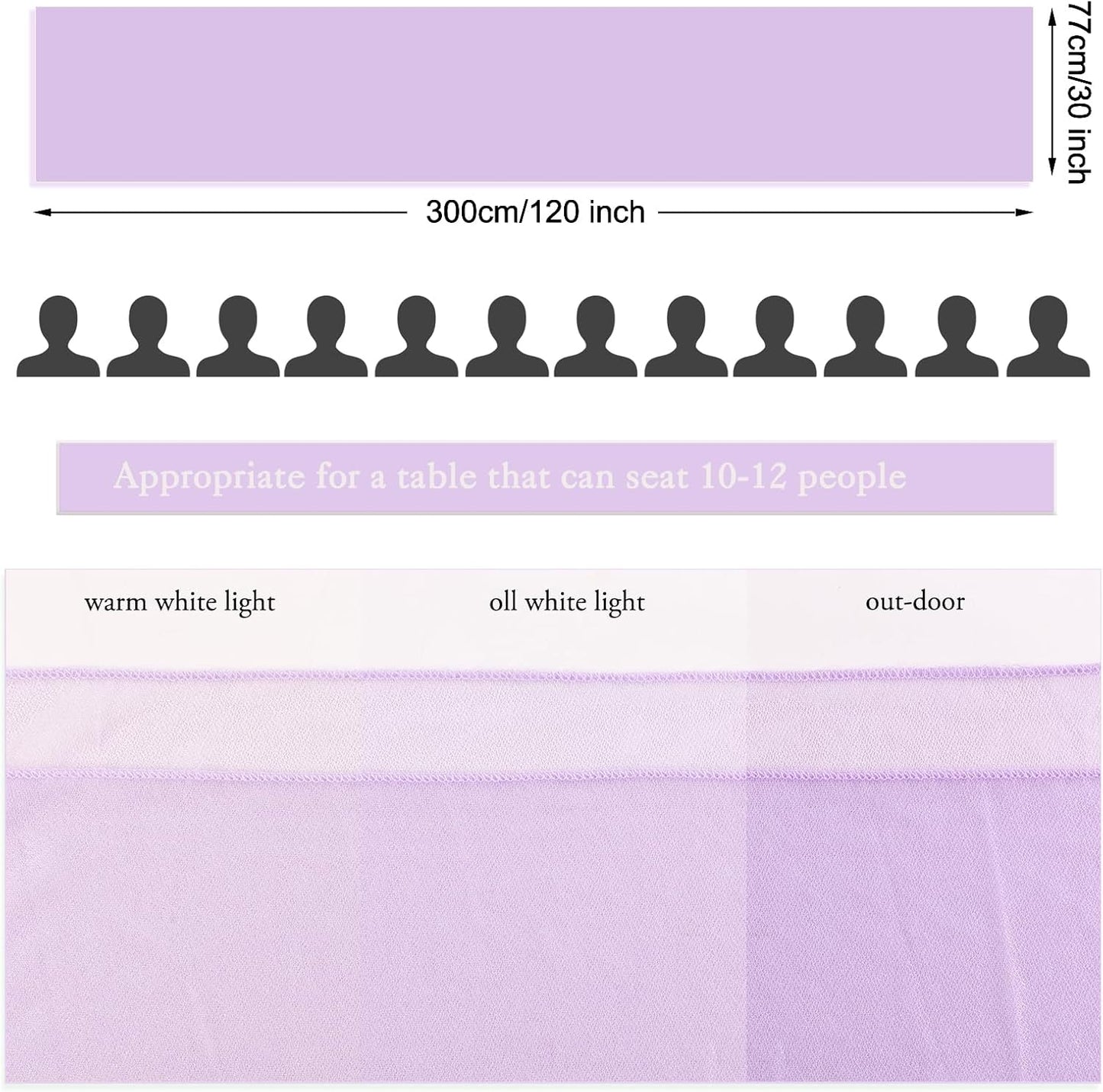 Lavender Chiffon Table Runner 30 x 120 Inches Romantic Sheer Fabric for Wedding Decorations, 10ft Baby Shower and Birthday Party Cake Table Decorations