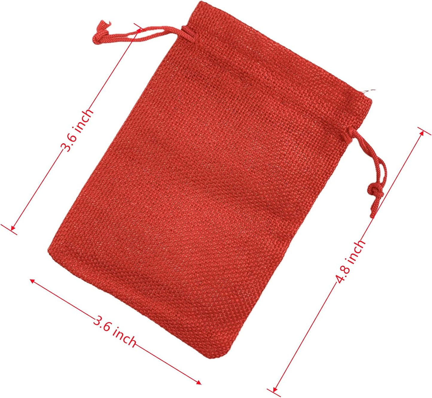Palmhomee Pack Of 25 Burlap Gift Bags with Drawstring Linen Jewelry Pouches Wedding Hessian Jute Bags for Birthday Jewelry and Treat Pouches Party Wedding Favors Gift Art and DIY Craft (3.6x4.8 Inch, Red)
