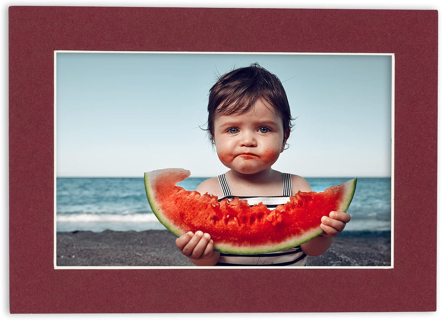 5x7 Mat for 8.5x11 Frame - Precut Mat Board Acid-Free Maroon 5x7 Photo Matte Made to Fit a 8.5x11 Picture Frame, Premium Matboard for Family Photos, Show Kits, Art, Picture Framing, Pack of 100 Mats