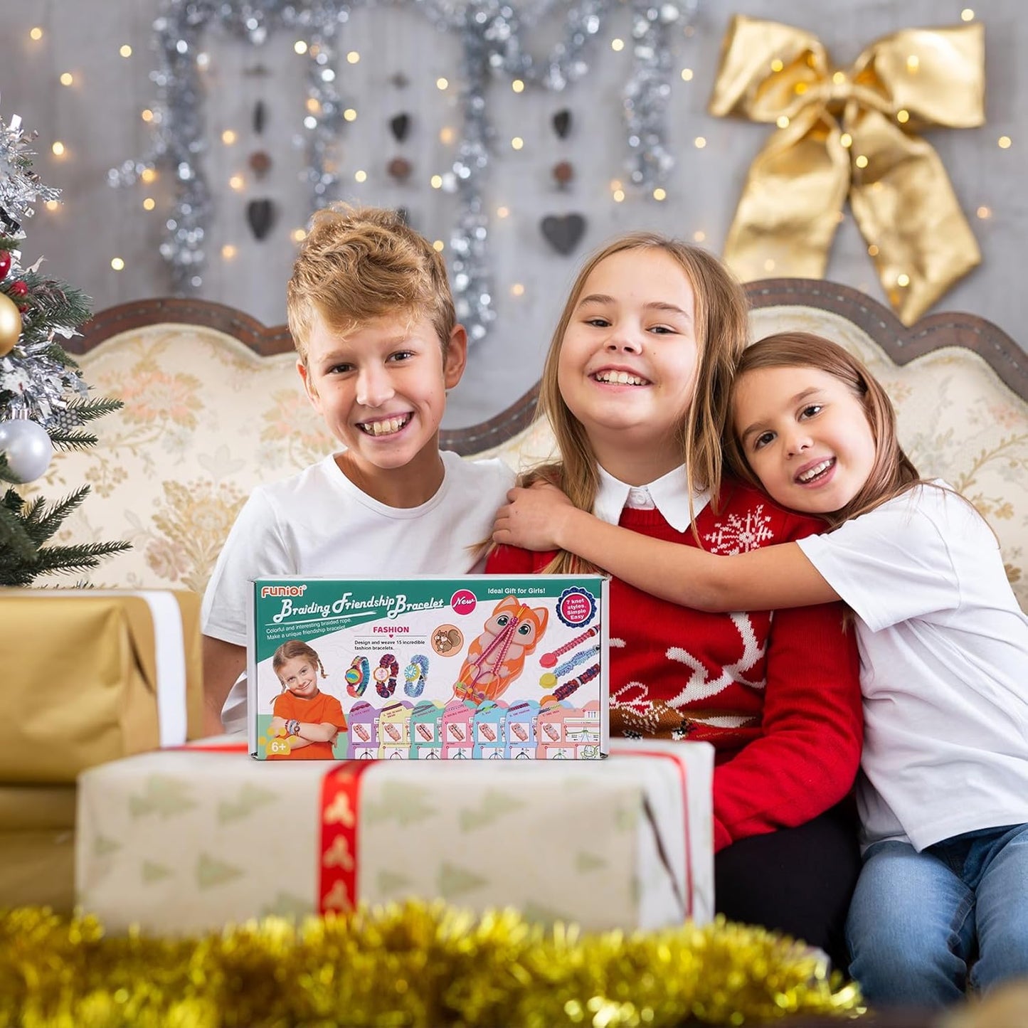 FUNiOi Bracelet Making Kit for Girls 8-10 12 Year Old - DIY Friendship Bracelets Crafts Toys for Kids Ages 6, 7+, Cool Birthday Gift Idea - Cute Squirrel Appearance Bracelet String Maker