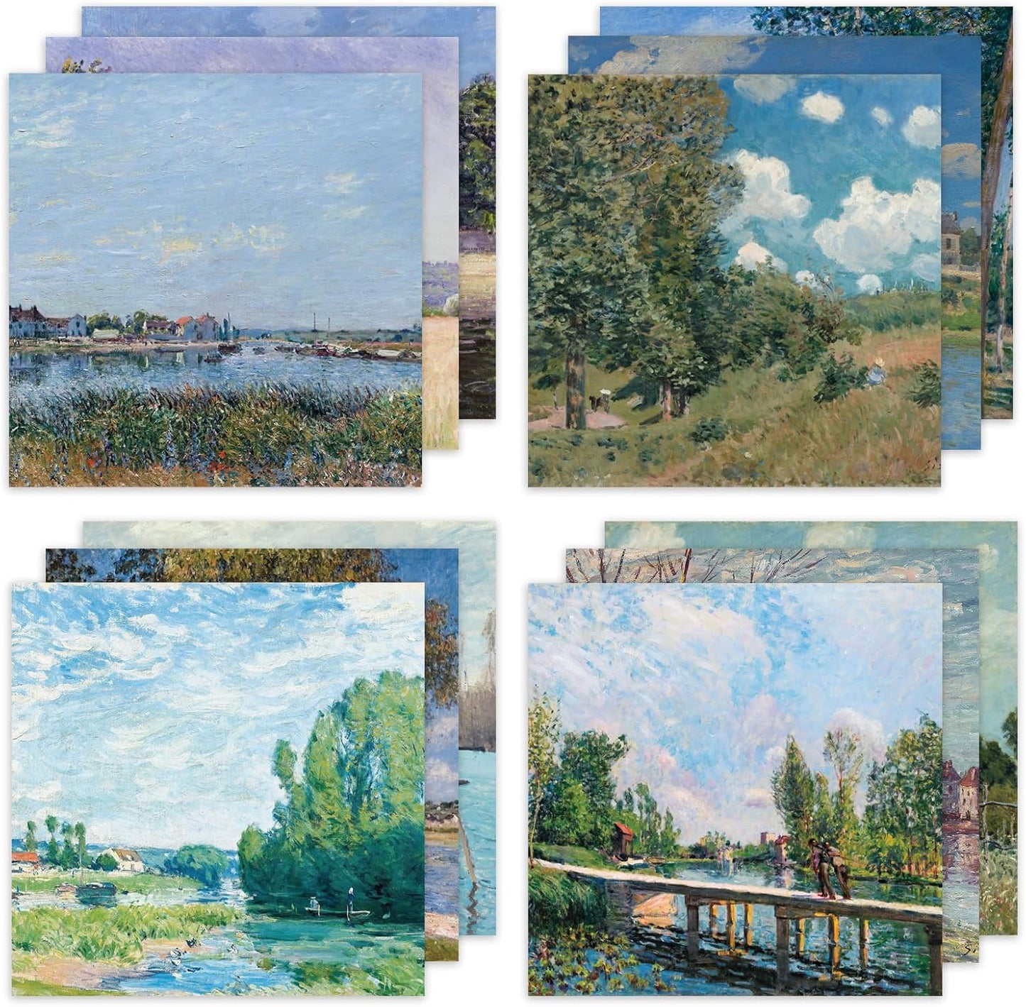 24 Sheets 12 Designs Scrapbook Paper Pad,6"×6” Single-Sided Decopodge Craft Cardstock Paper, Christmas Scrapbooking DIY Decorative Background Cardmaking Supplies.Famous Paintings