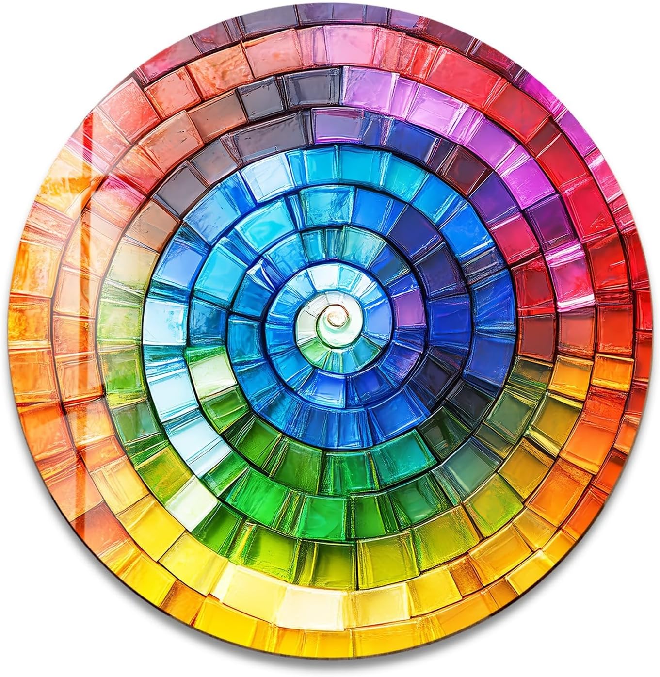 My Photostation.com 27.5''(70cm) Diameter Radiant Spiral Spectrum Round Glass Wall Art Tempered Glass Printing Wall Decor Large Wall Art Wall Hangings