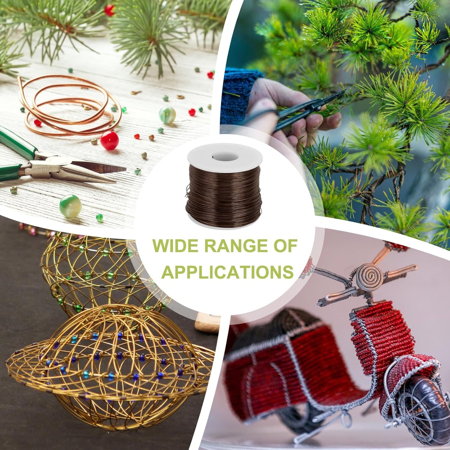 MECCANIXITY 20 Gauge Anodized Aluminum Craft Wire Bendable Bonsai Training Wire 771 Feet 0.8mm for Sculpting Crafts Wreath Floral Beading Jewelry Making, Brown