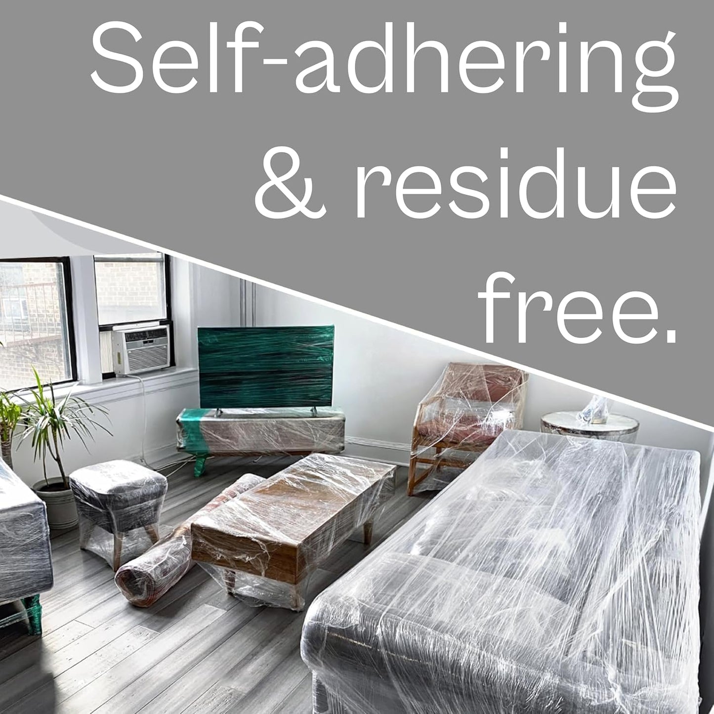 PSBM Mini Stretch Wrap with Handle, 18 Pack, 3 Inch x 1000 Feet, 45 Gauge, Clear High Performance Small Plastic Cling Film for Pallets Moving Storing