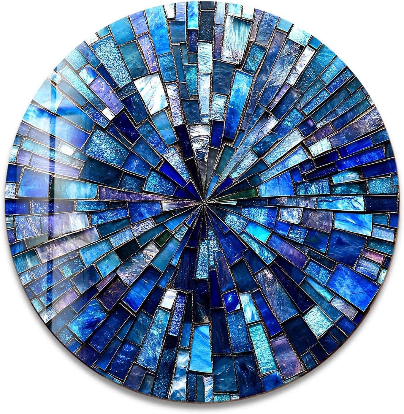 My Photostation.com 39,4''(100cm) Diameter Radiant Mosaic Burst Round Glass Wall Art Tempered Glass Printing Wall Decor Large Wall Art Wall Hangings