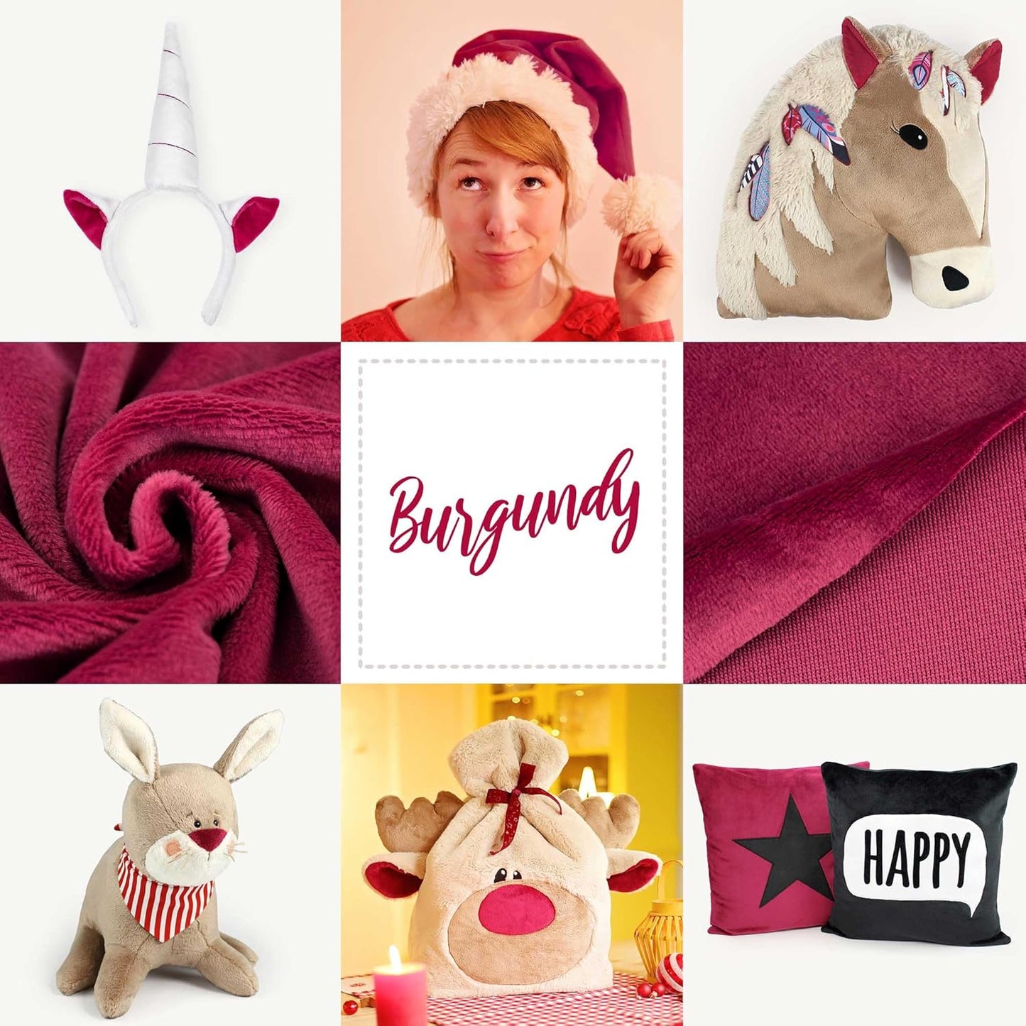 kullaloo Plush Fabric | Solid Burgundy Minky Fabric for Sewing | Super Soft Cuddle Material | 39.5x29.5 | Plushies, Baby Blankets, Pillows, Dog Beds, Cat Beds, Beanies, Baby Accessories, Apparel