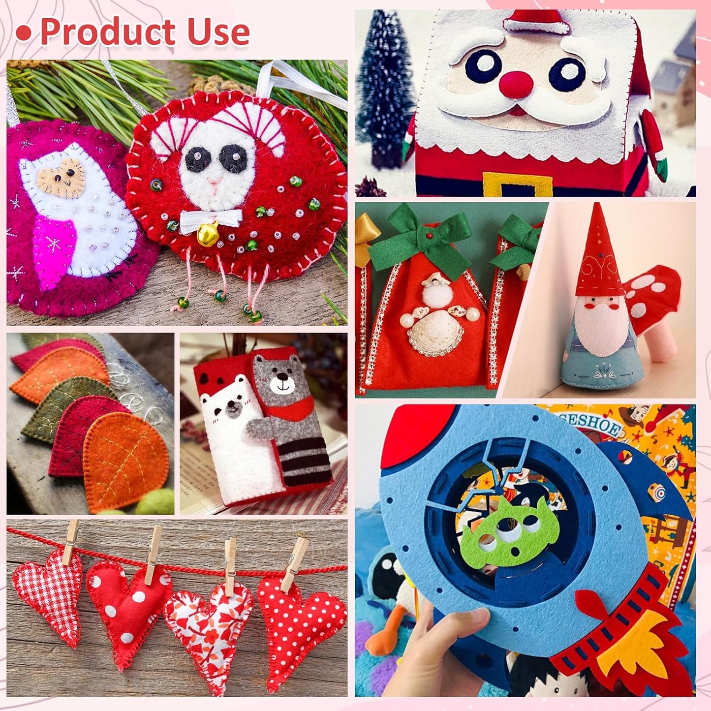 XSEINO 13 Rolls 8"x35" 1.4mm Thick Soft Felt Fabric Sheet 13 Assorted Red Series Colors Felt Pack for DIY Craft Sewing Squares Nonwoven Patchwork