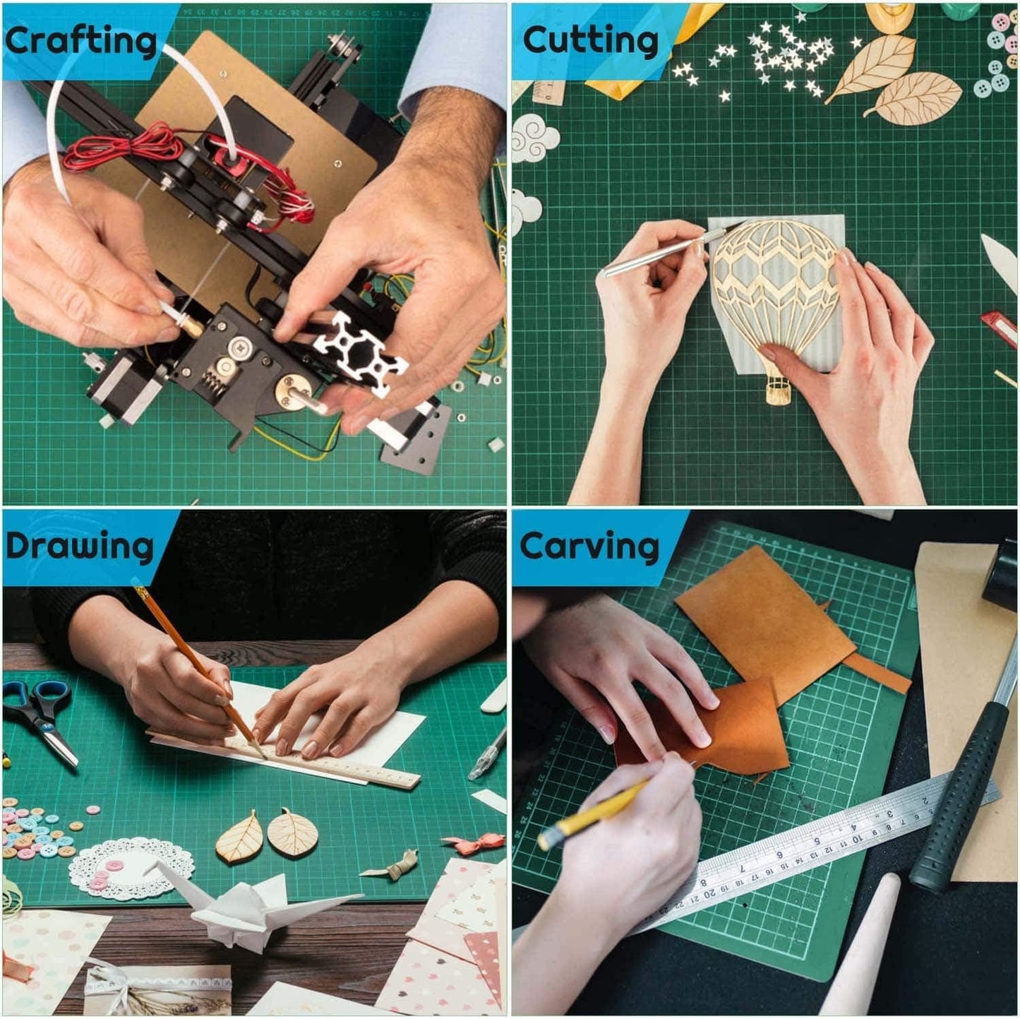 anezus Self Healing Sewing Mat, Rotary Cutting Mat Double Sided 5-Ply Craft Cutting Board for Sewing Crafts Hobby Fabric Precision Scrapbooking Project 9inch x 12inch(A4)