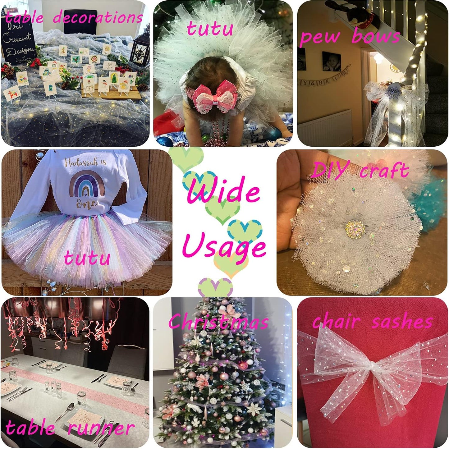 Glitter Tulle Rolls, 6' by 50 Yards (150FT) Sequin Tulle Netting Fabric for Tutu Skirts Sewing Birthday Wedding Party Decoration (Light Pink)