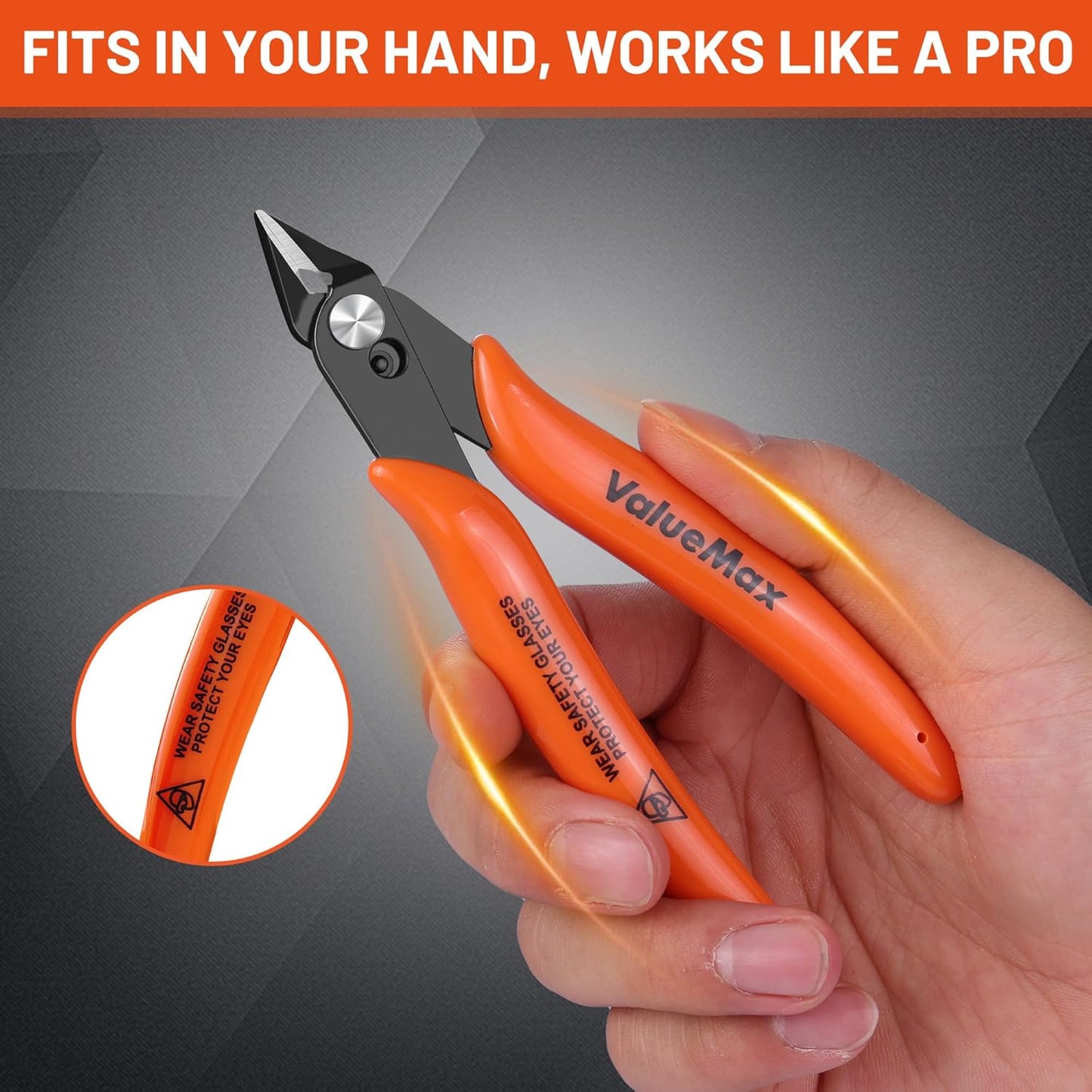 ValueMax Flush Cutters 6 Pack, 5" Micro Precision Side Cutter Pliers Spring-loaded, Small Diagonal Cutters for Jewelry Making, Electronics, Zip Ties, Model Craft