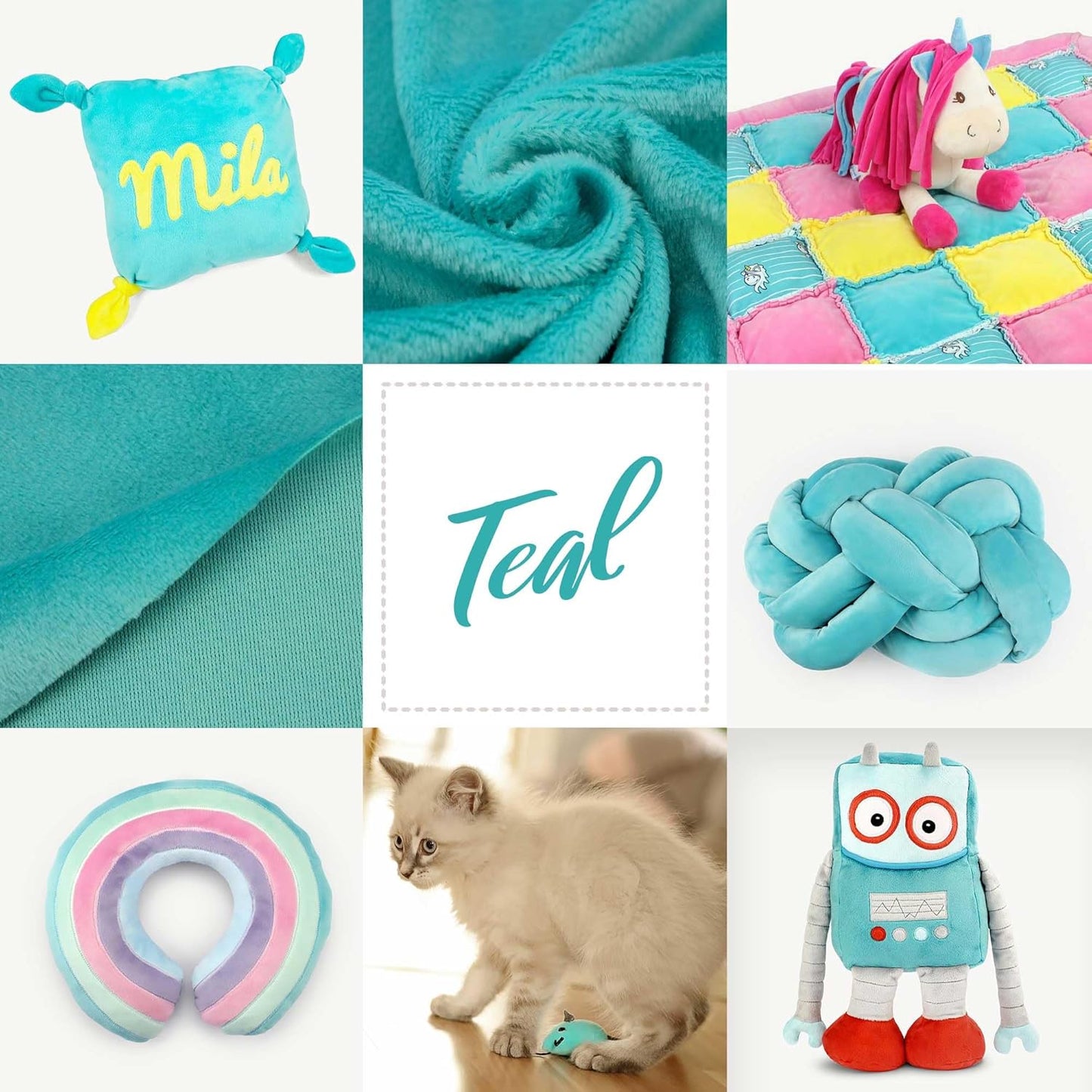 kullaloo Plush Fabric | Solid Teal Minky Fabric for Sewing (Pack of 2) | Super Soft Cuddle Material | 39.5x29.5 | Plushies, Baby Blankets, Pillows, Dog Beds, Cat Beds, Baby Accessories, Apparel