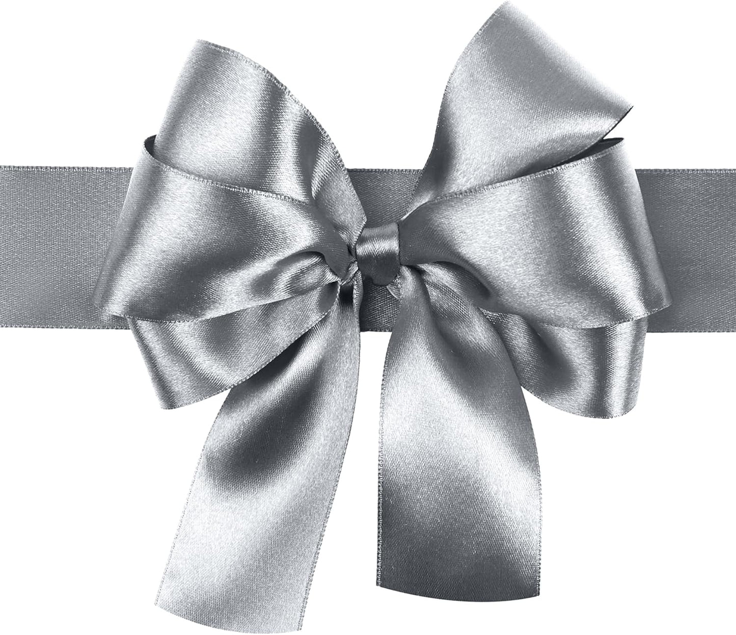 LIUYAXI Silver Stain Ribbon, 5/8" X Continuous 50 Yards, Double Faced Fabric Ribbon Perfect for Gift Wrapping Wedding Birthday Party Christmas Hair Floral Craft Baby Shower