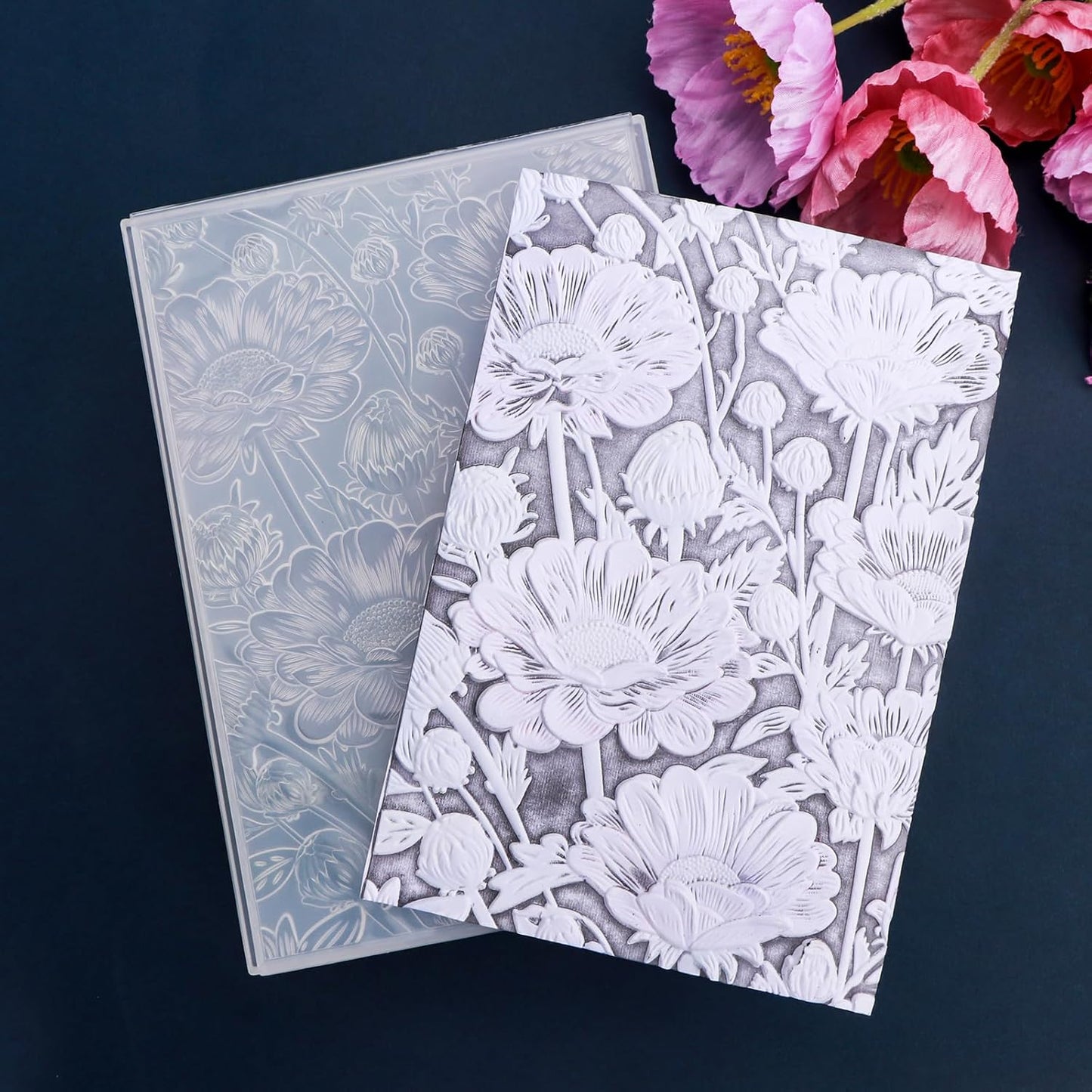 BAOFALI 3D Embossing Folder for Card Making Blossom Bloom Floral Textures Impressions Background Plastic Embossing Folders Template for DIY Scrapbooking and Other Paper Crafts Arts Supplies