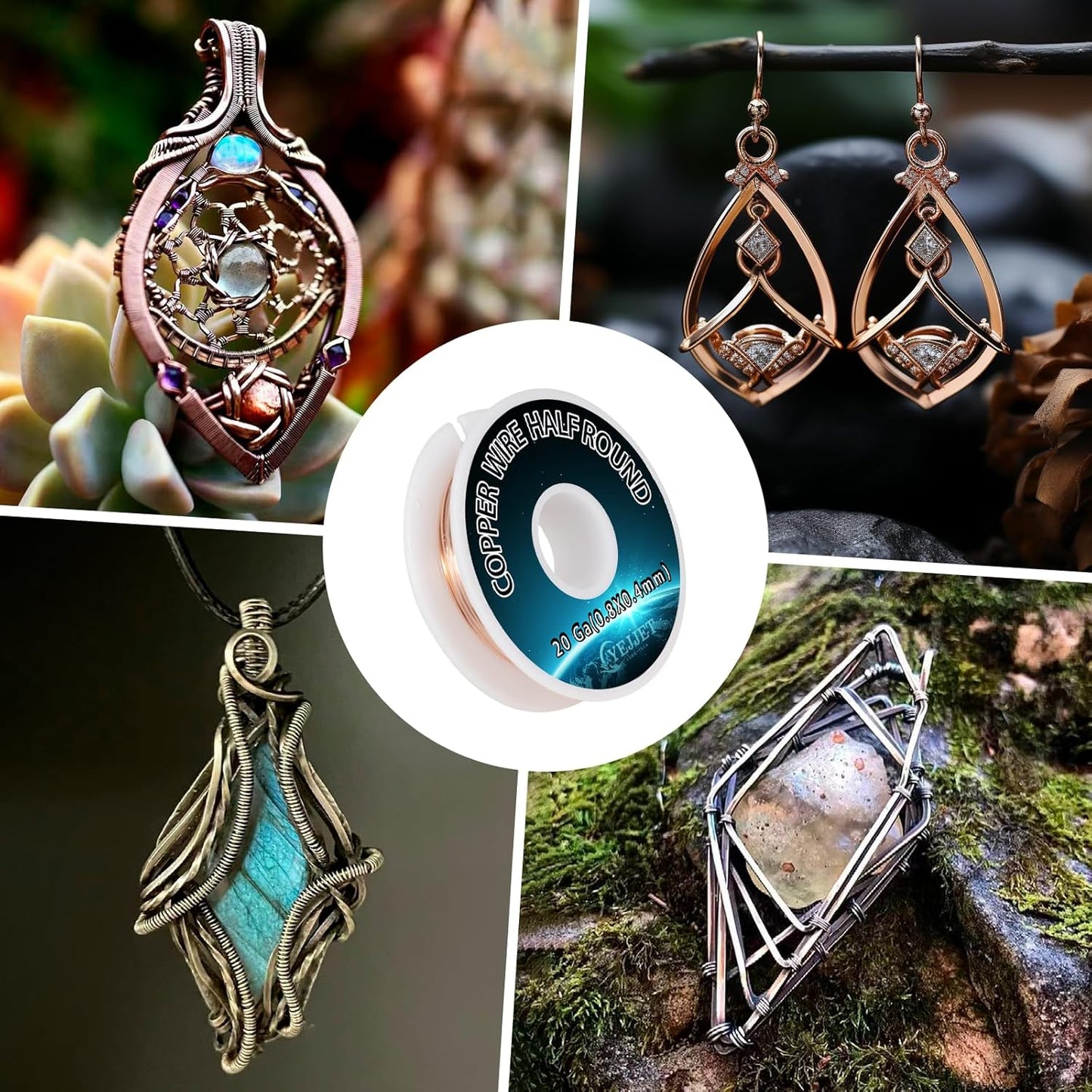 Extra Long 20 Gauge Copper Wire Half Round - 3.0 oz (115 Feet) Conductive Metal Wire for Model Making & Wire Wrapping