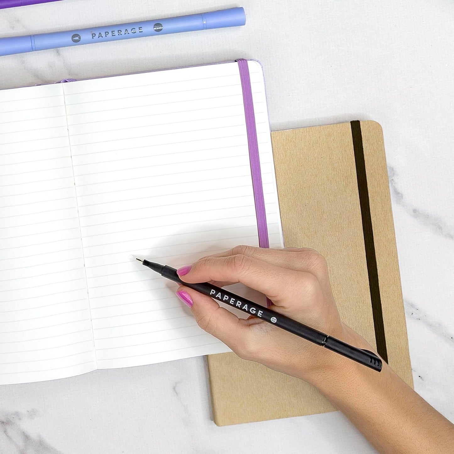 PAPERAGE Recycled Lined Journal Notebook, (Dark Blue), 160 Pages, Medium 5.6 in x 8 in - 100 GSM Thick Paper – College Ruled, Hardcover Journaling Notebook for Work, School & Note Taking