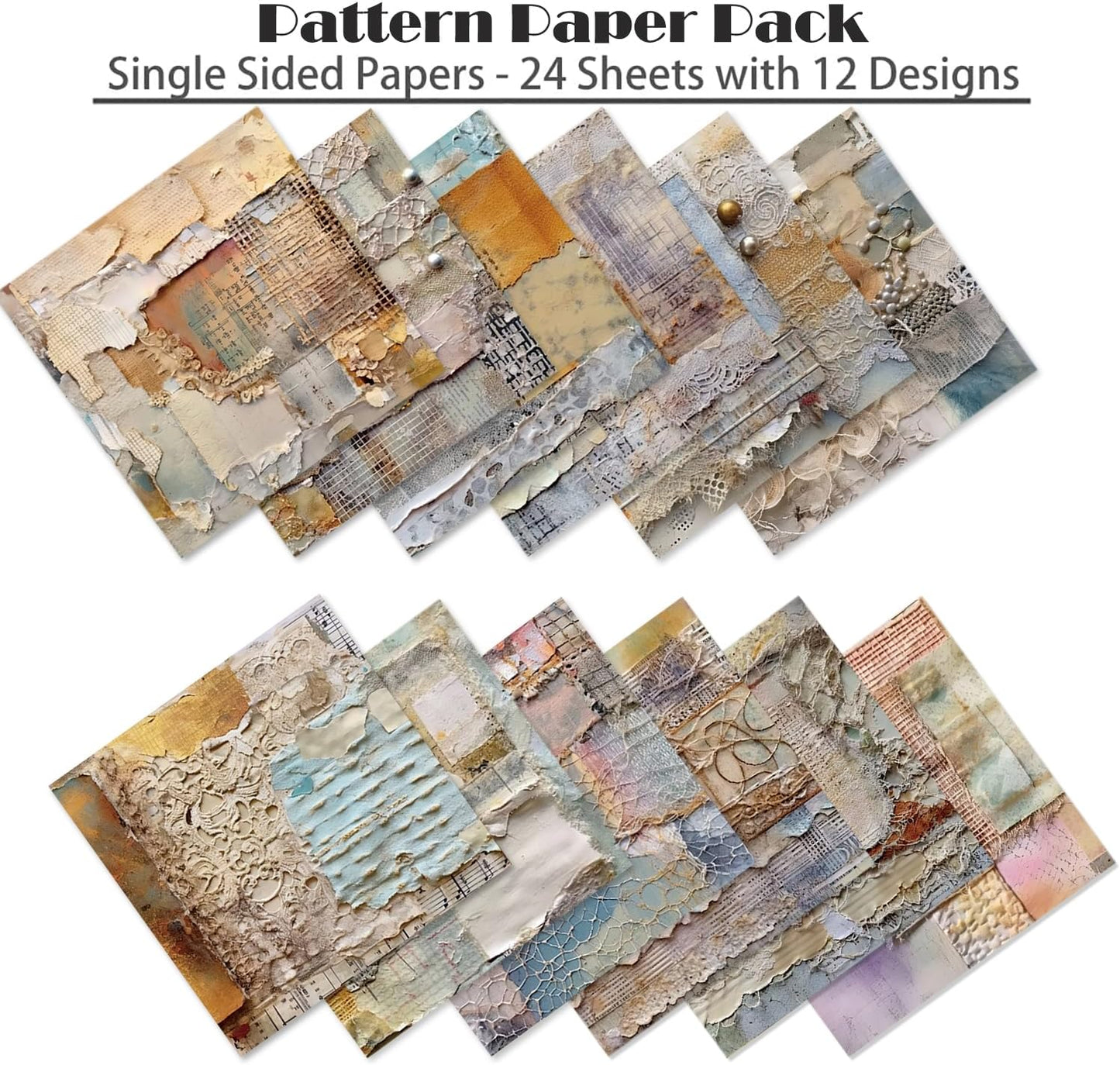 YASMEN 6"x6" Scrapbook Paper Pad - 24 Sheets of Patterned Cardstock for Card Making, Scrapbooking, Junk Journal, DIY Gift Cards - Single-Sided Decopodge Decorative Craft Paper