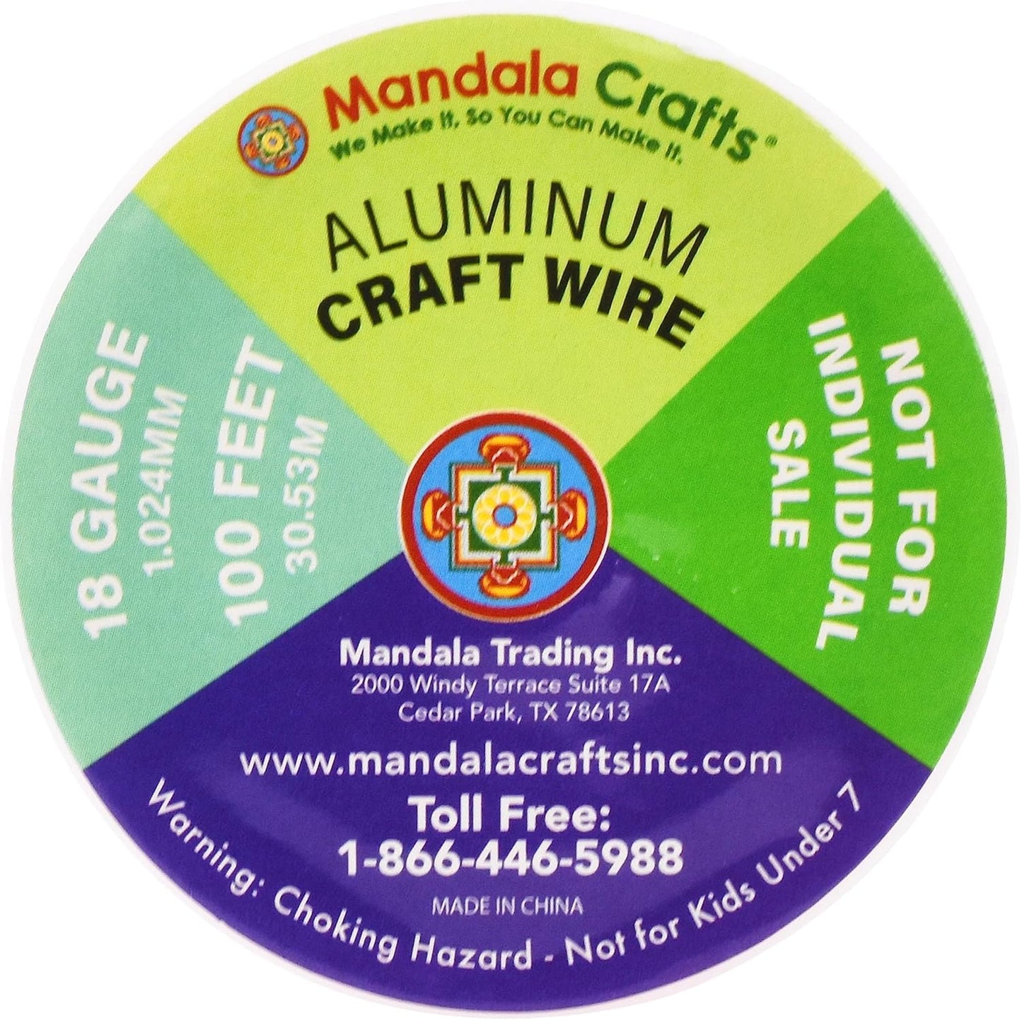 Mandala Crafts 18 Gauge Anodized Aluminum Craft Wire for Jewelry Making - 400 FT Colored Flexible Pastel Wire - Bendable for Bonsai Armature Crafting Sculpting