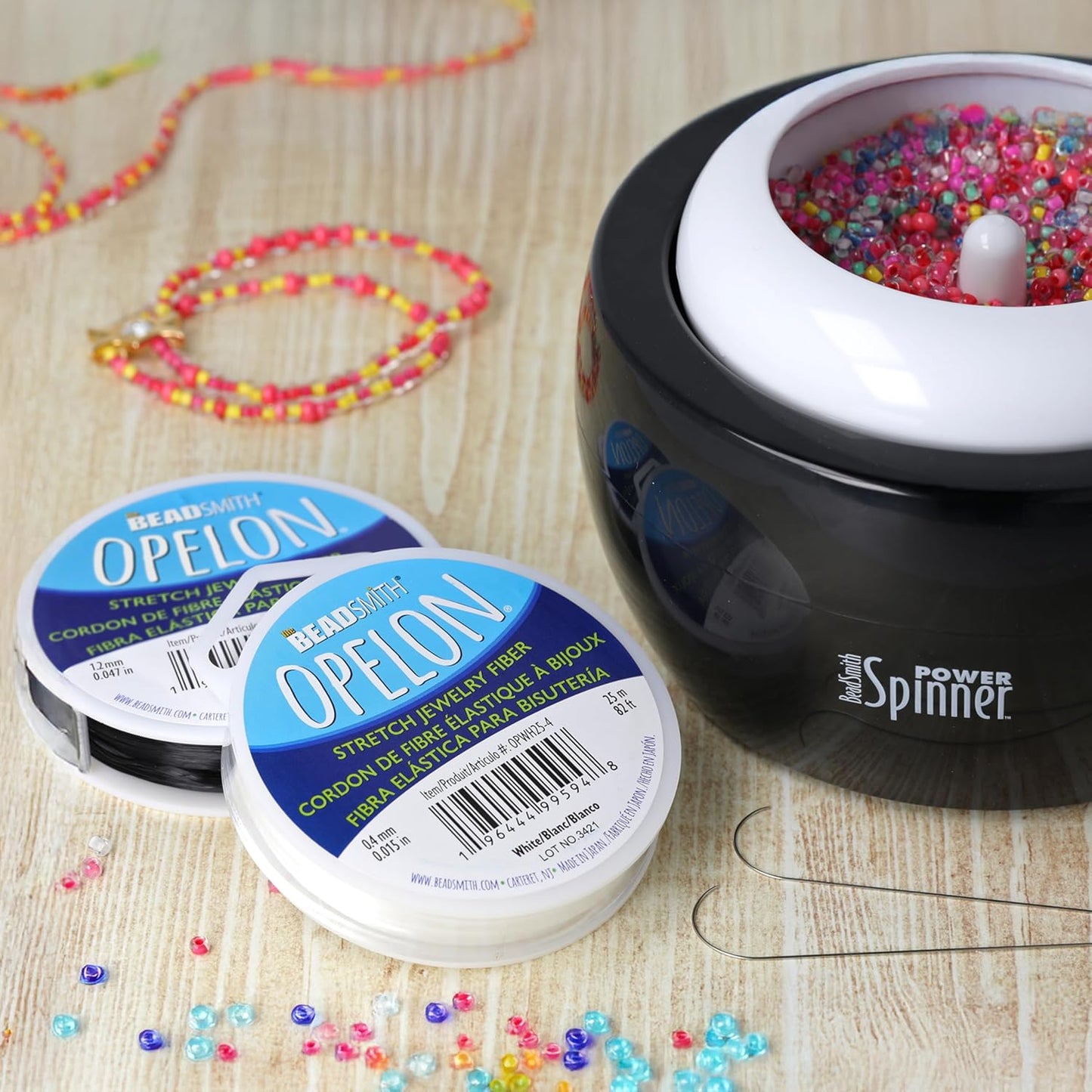 The Beadsmith Opelon Stretch Cord – Elastic Beading Fiber, White, 0.8 mm Diameter, 25 Meters (82 ft) Spool