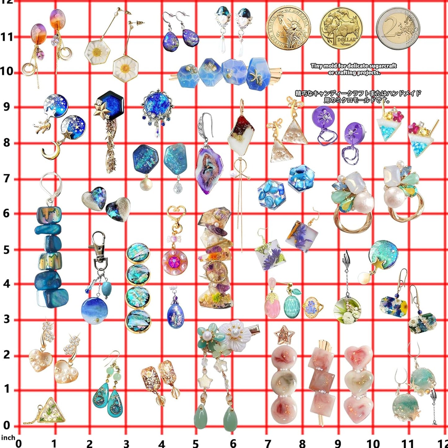 FUNSHOWCASE Cabochon Resin Mold Pack of 2 Mosaic Tile Epoxy Casting Jewelry Making