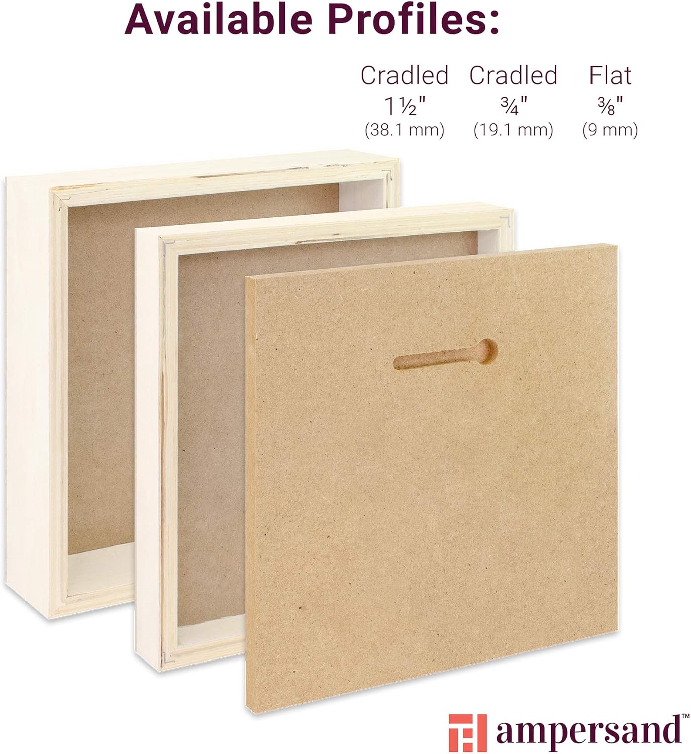 Ampersand Art Supply Wood Gesso Art Painting Panel: Canvas Texture, 1.5 Inch Cradle, 8" x 8"