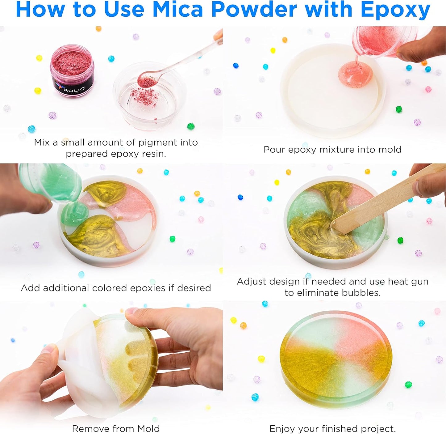 Rolio Premium Mica Powder - Astral White (50G / 1.76oz) - 1 Jar of White Pigment Powder for Epoxy Resin, Dye, Soap Making, Nail Polish, Paint, Candle Making, Bath Bombs, Slime