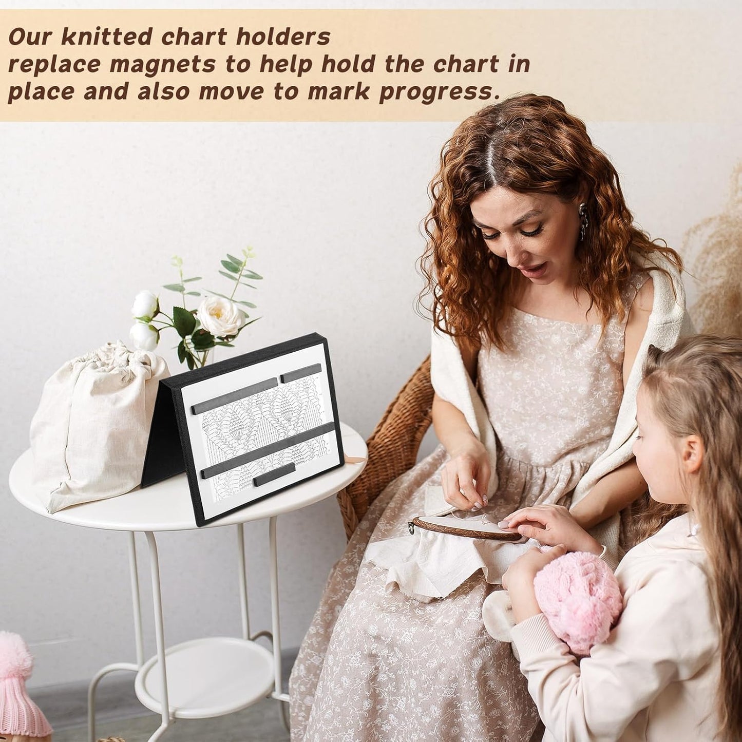 Flutesan 8 Pcs Knitting Chart Keeper Magnet Replacement Set Cross Stitch Line Keeper Knitting Pattern Holder Fold up Pattern Holder, Only Magnet (Large Size)