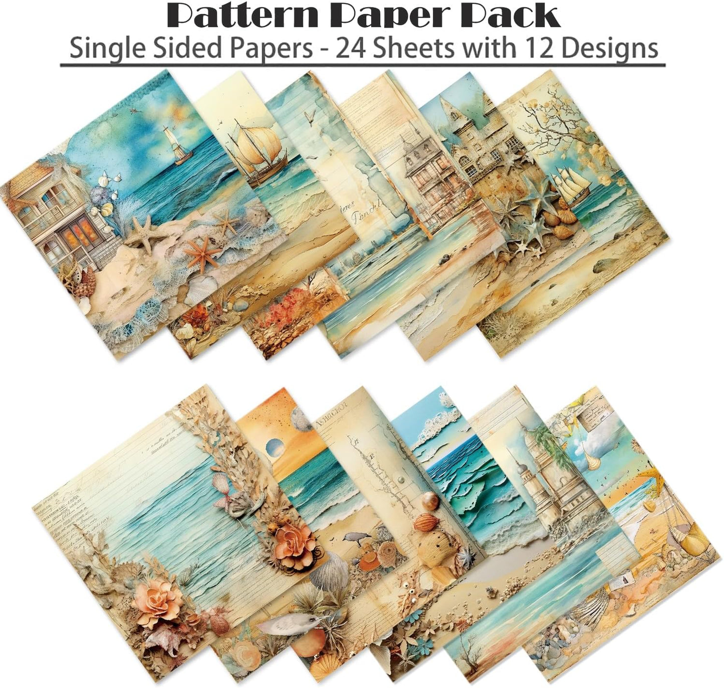 YASMEN 6"x6" Scrapbook Paper Pad - 24 Sheets of Patterned Cardstock for Card Making, Scrapbooking, Junk Journal, DIY Gift Cards - Single-Sided Decopodge Decorative Craft Paper